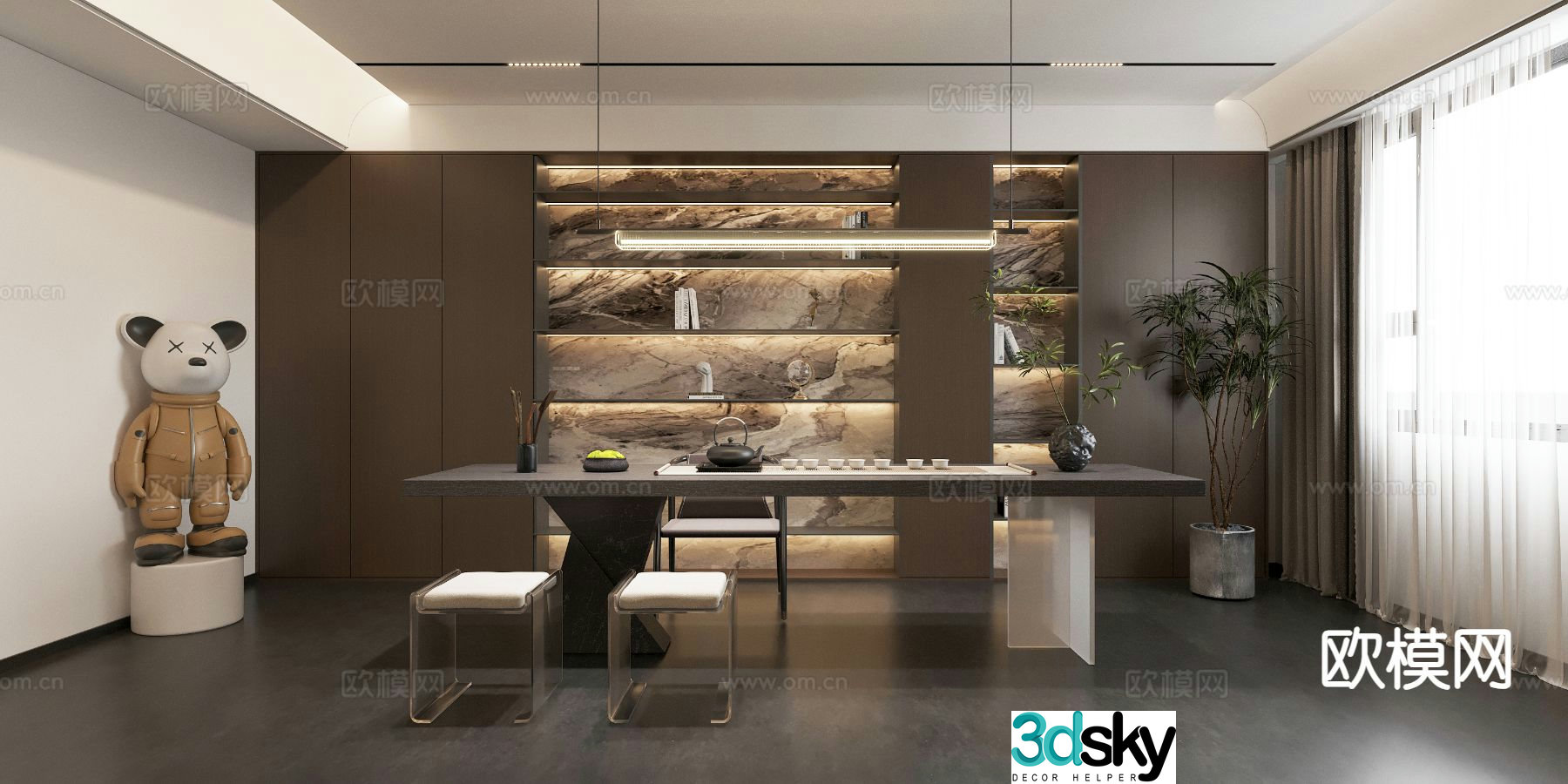 New Chinese tea room 3d model