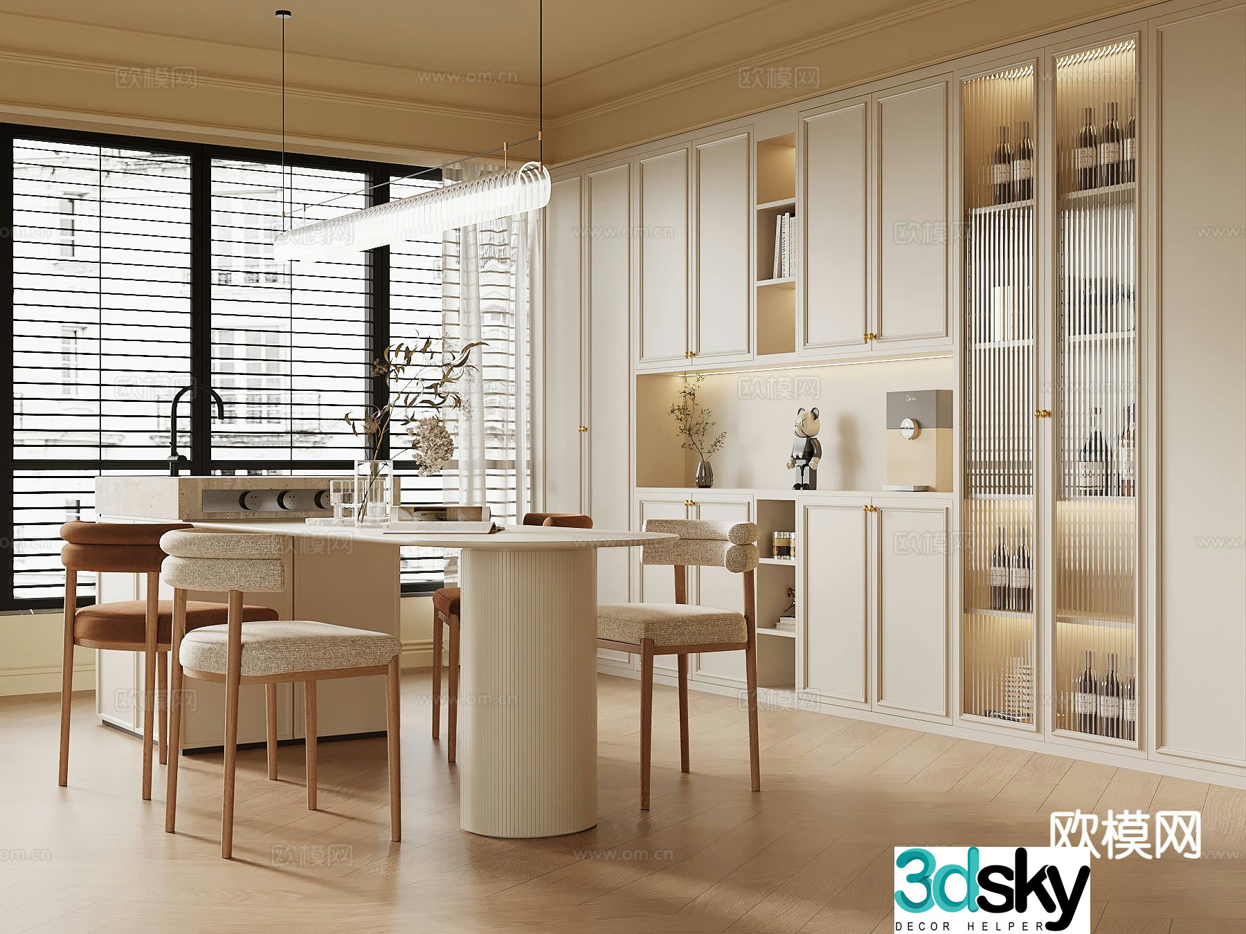 Cream style restaurant 3d model
