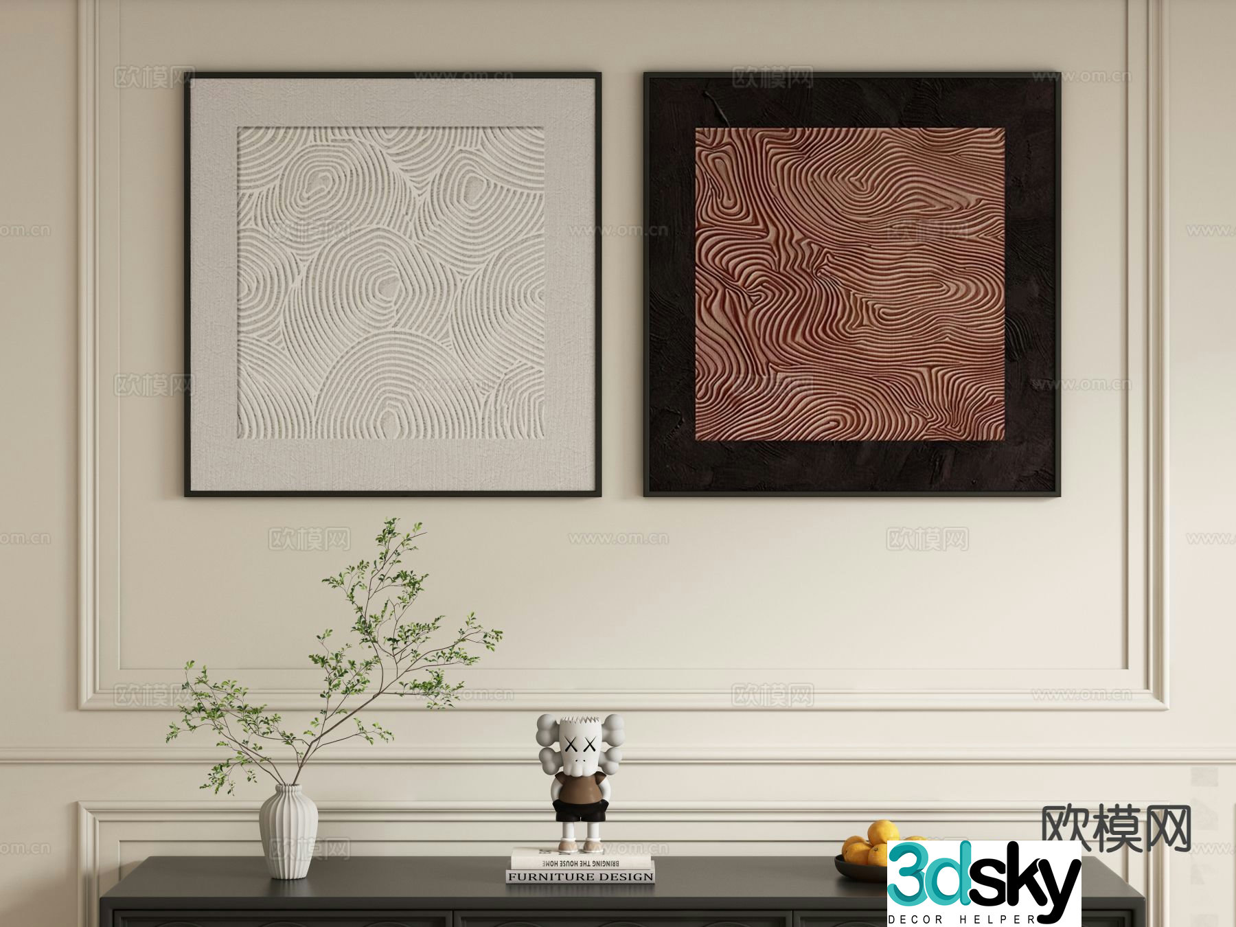 Simple abstract painting decorative painting 3d model