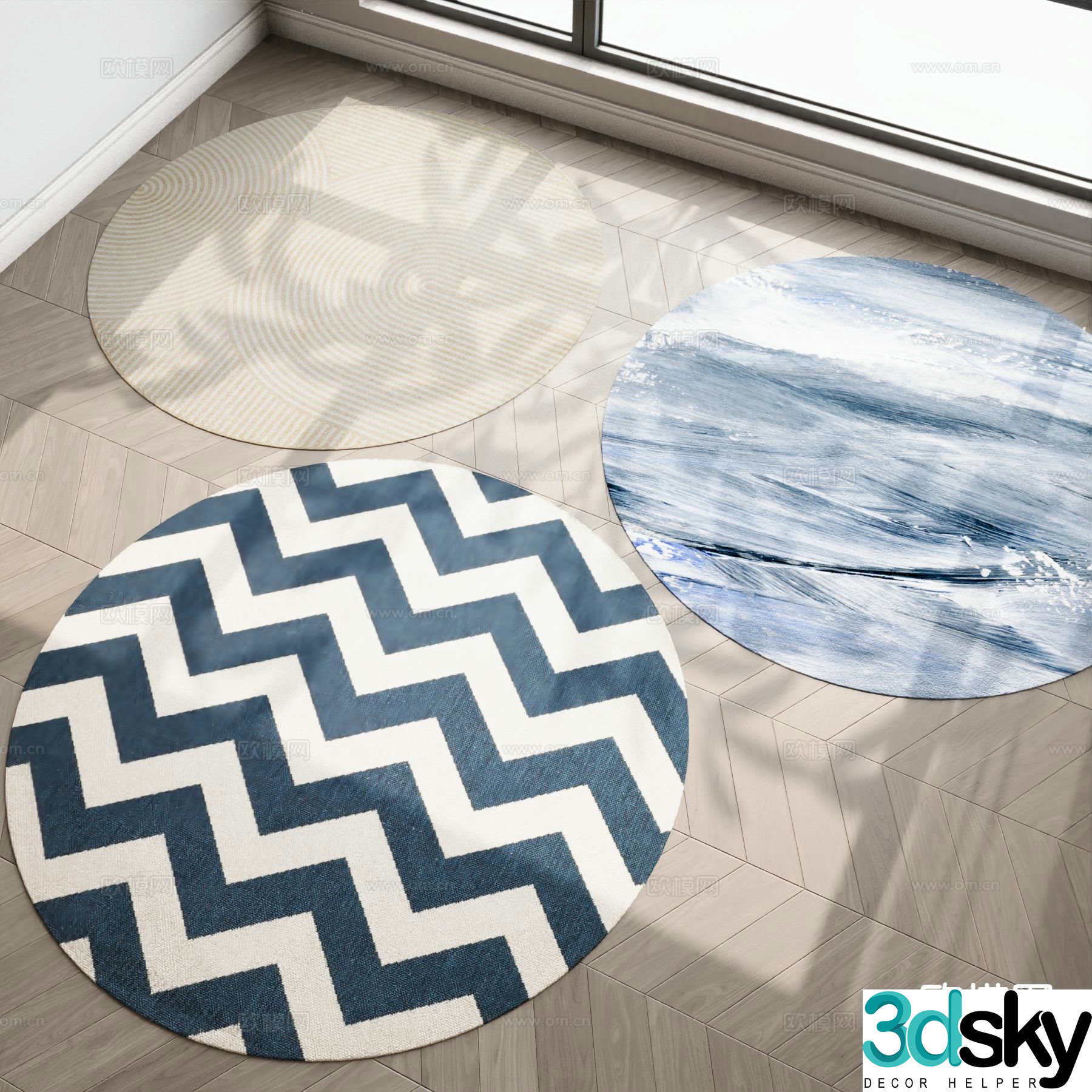Modern carpet round carpet 3d model