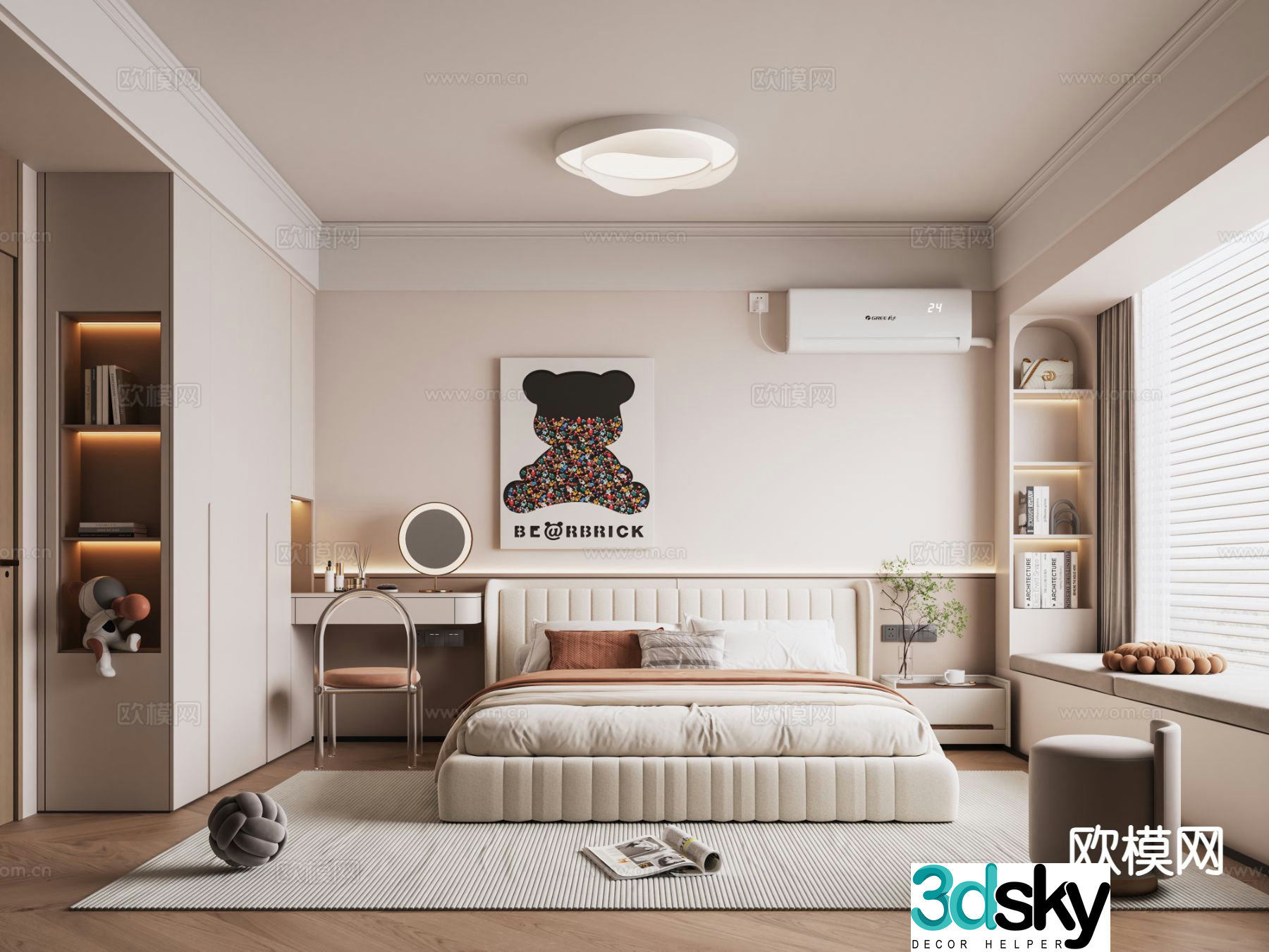 Cream style bedroom master bedroom 3d model