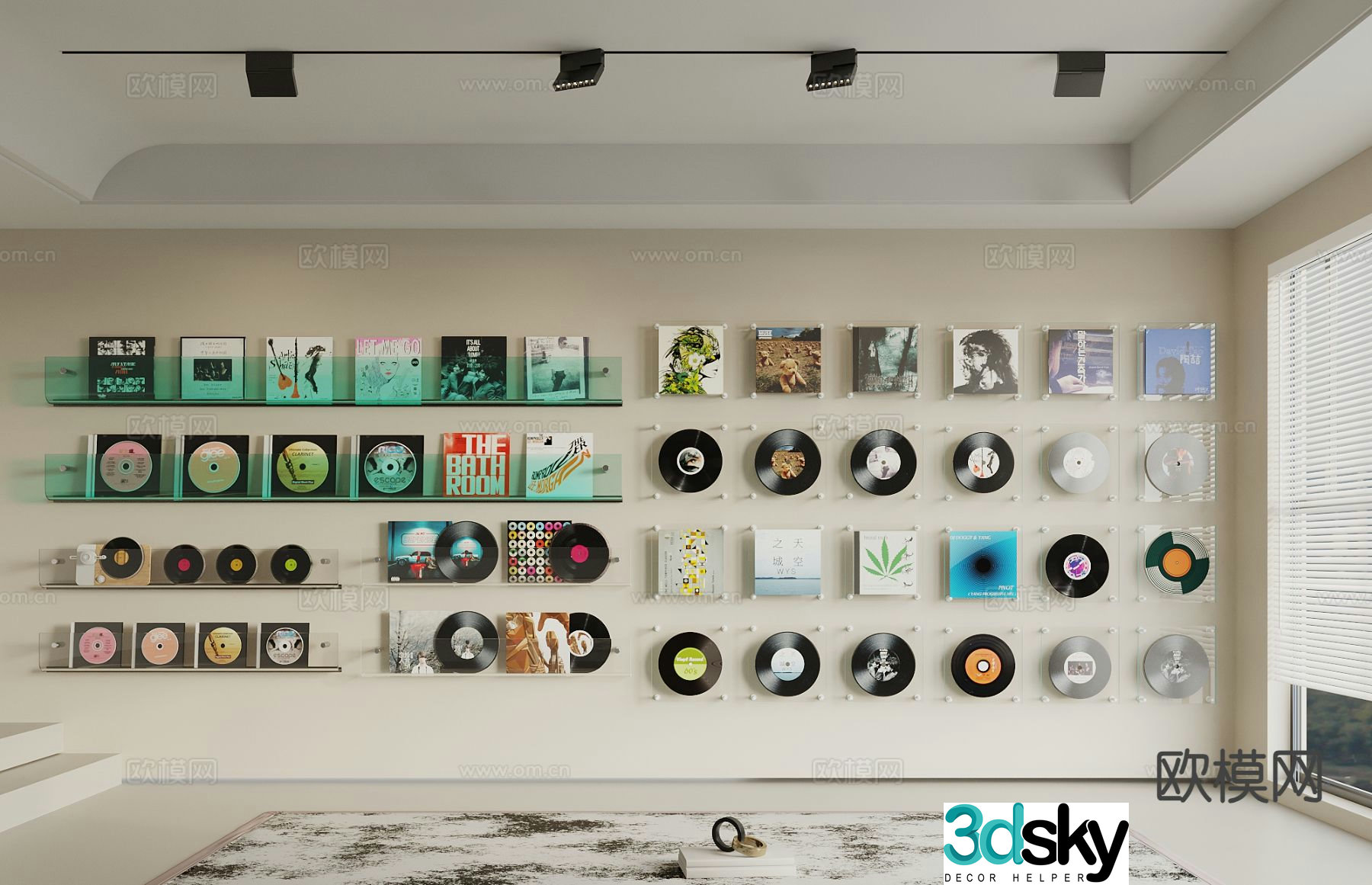 Record ornaments vinyl records compact discs wall ornaments and ornaments 3D model