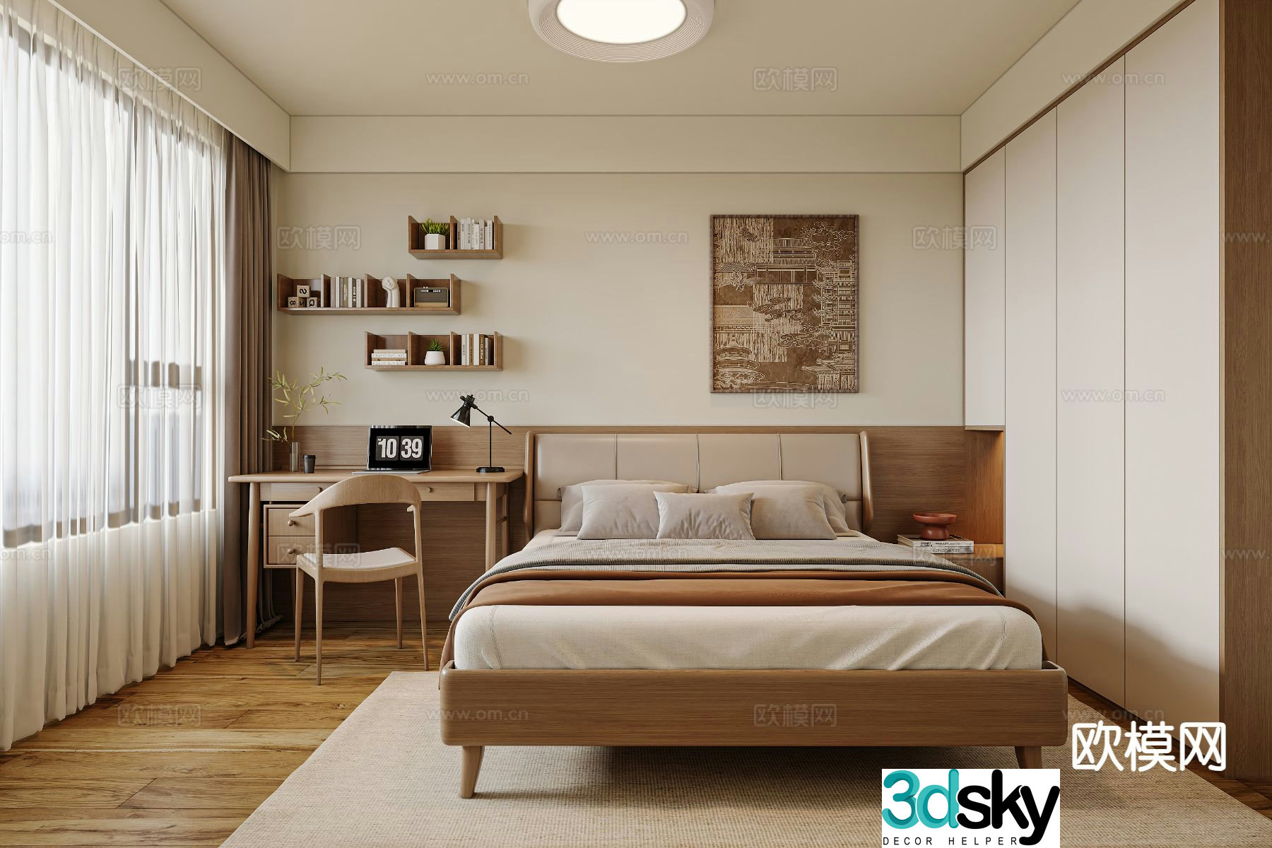 Log style bedroom second bedroom 3D model