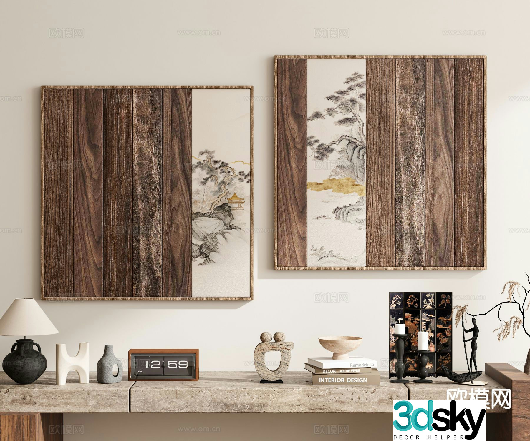 New Chinese style ancient painting decorative painting hanging painting 3d model