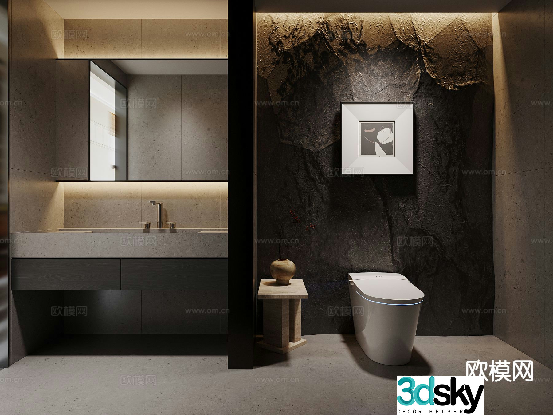 Dark style bathroom bathroom 3d model