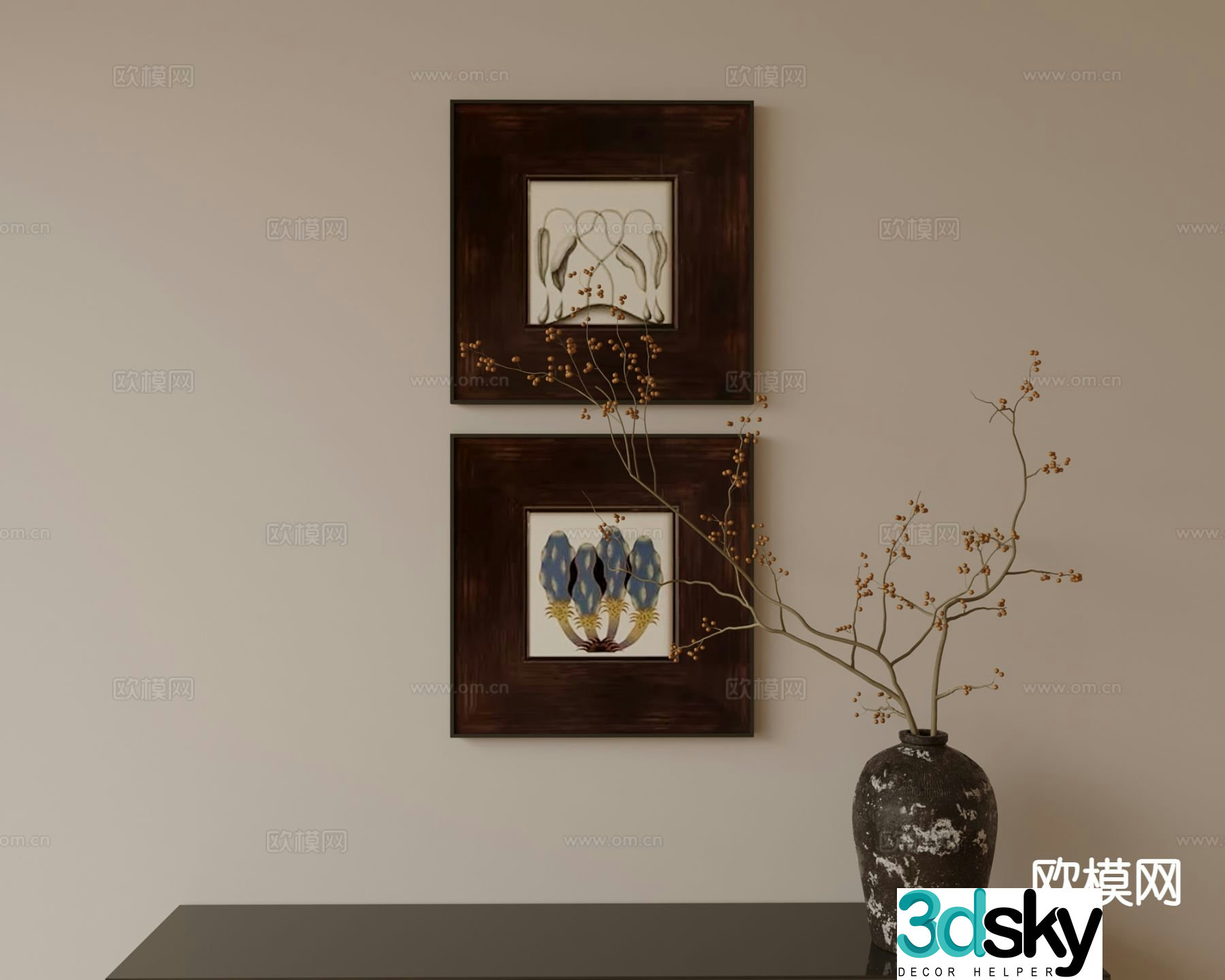 Medieval style decorative painting retro painting hanging painting 3D model