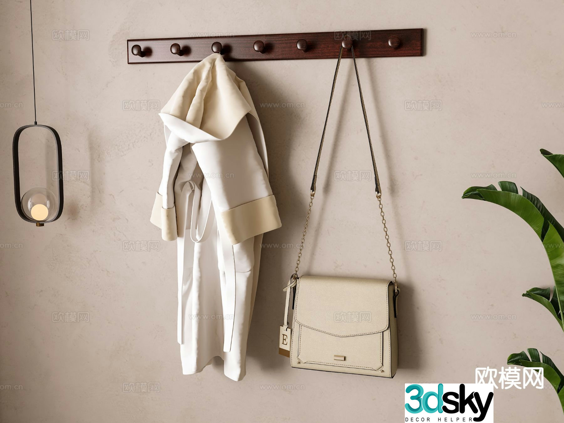 Modern home entrance coat hook 3d model