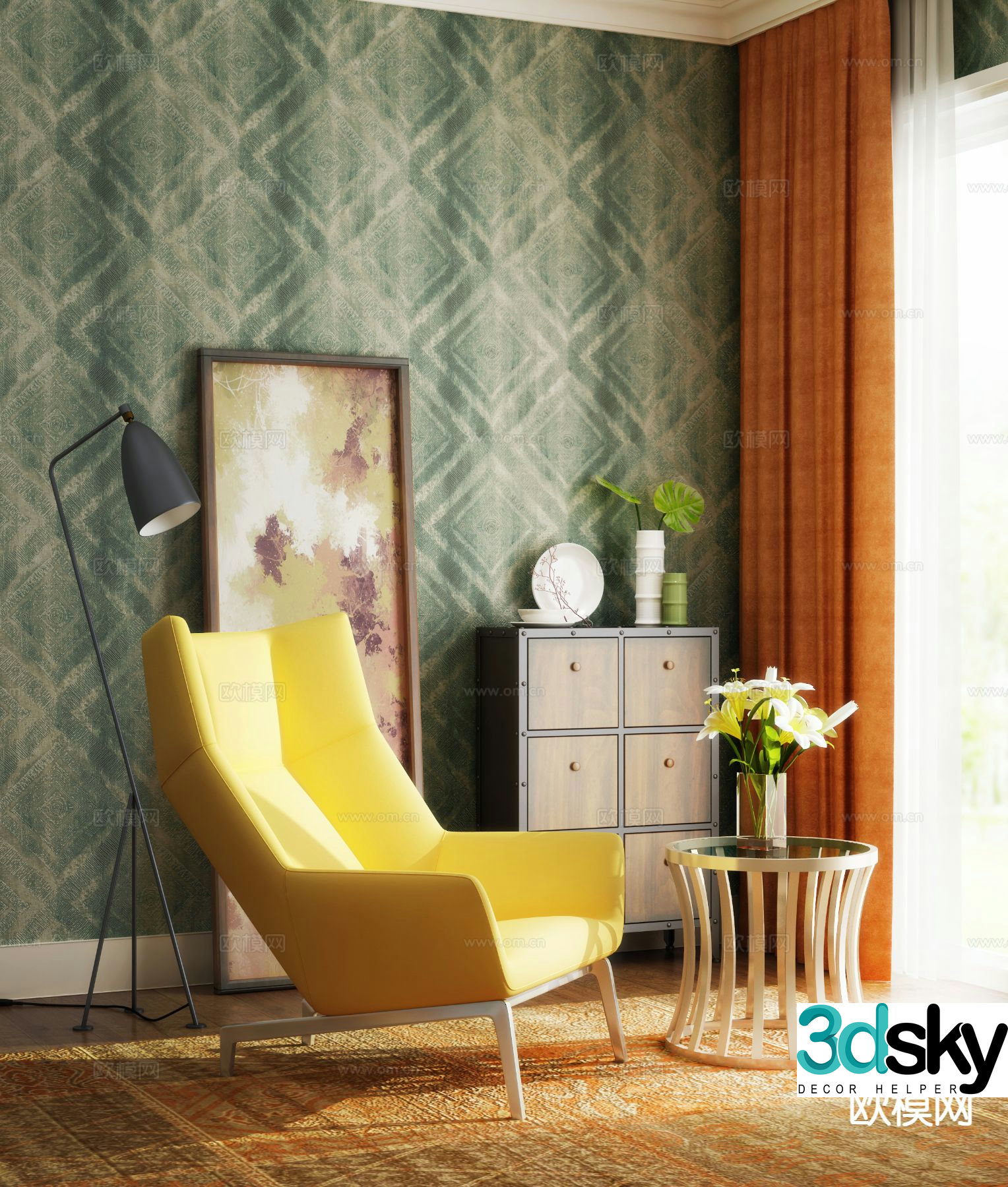 Modern leisure chair dopamine chair 3d model
