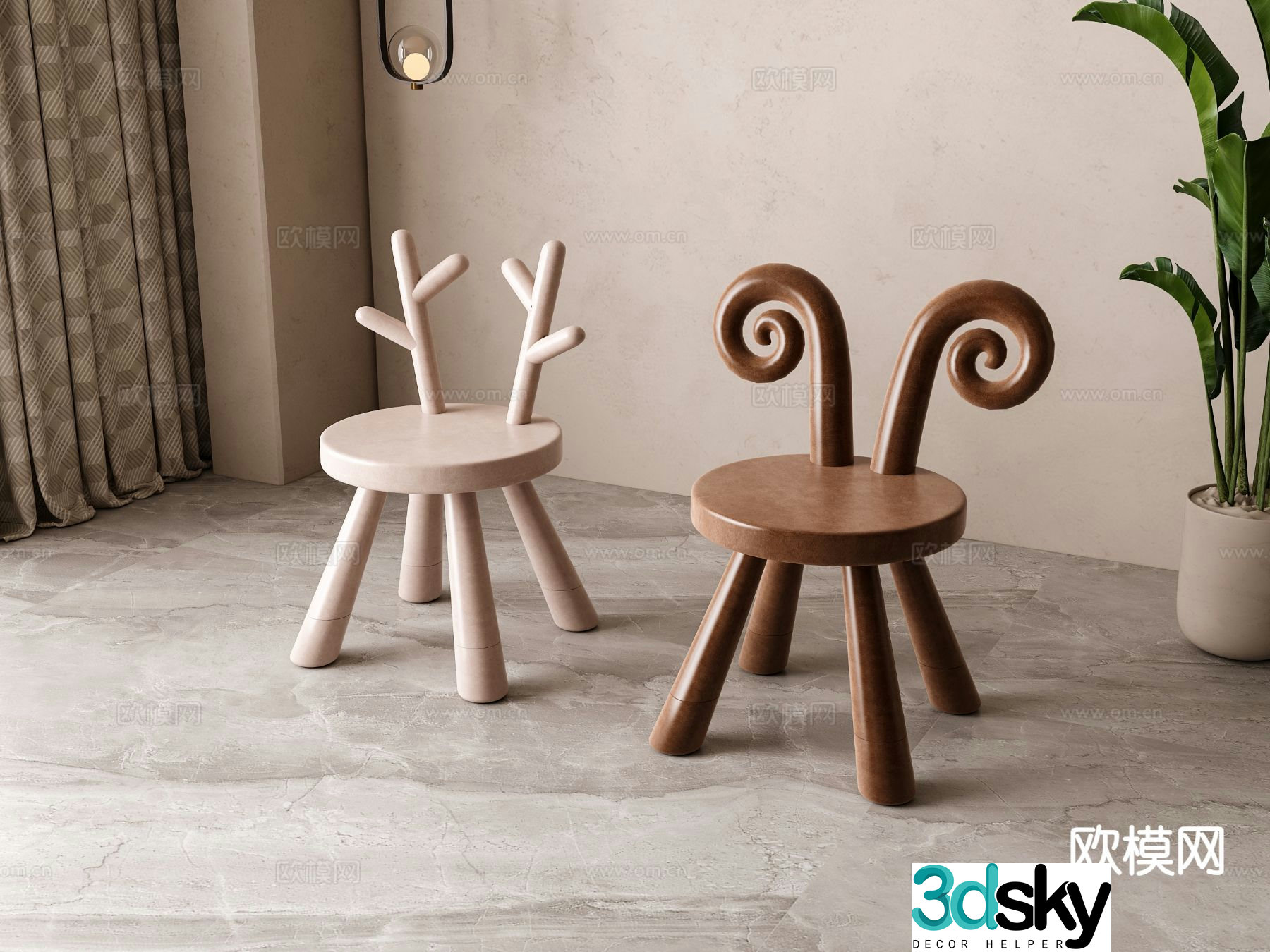 Children’s chair cartoon chair stool 3d model