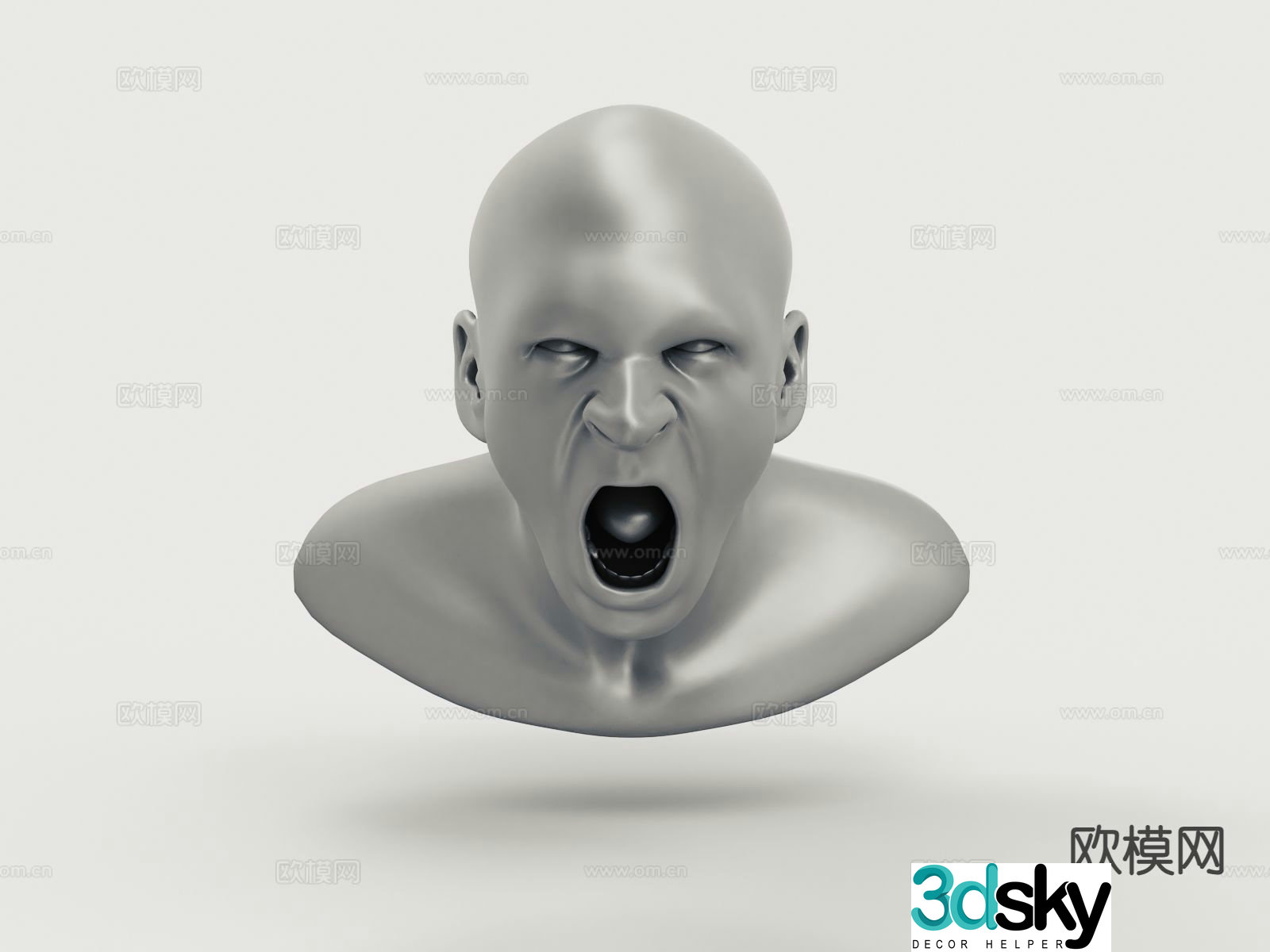 roaring head sculpture statue 3d model
