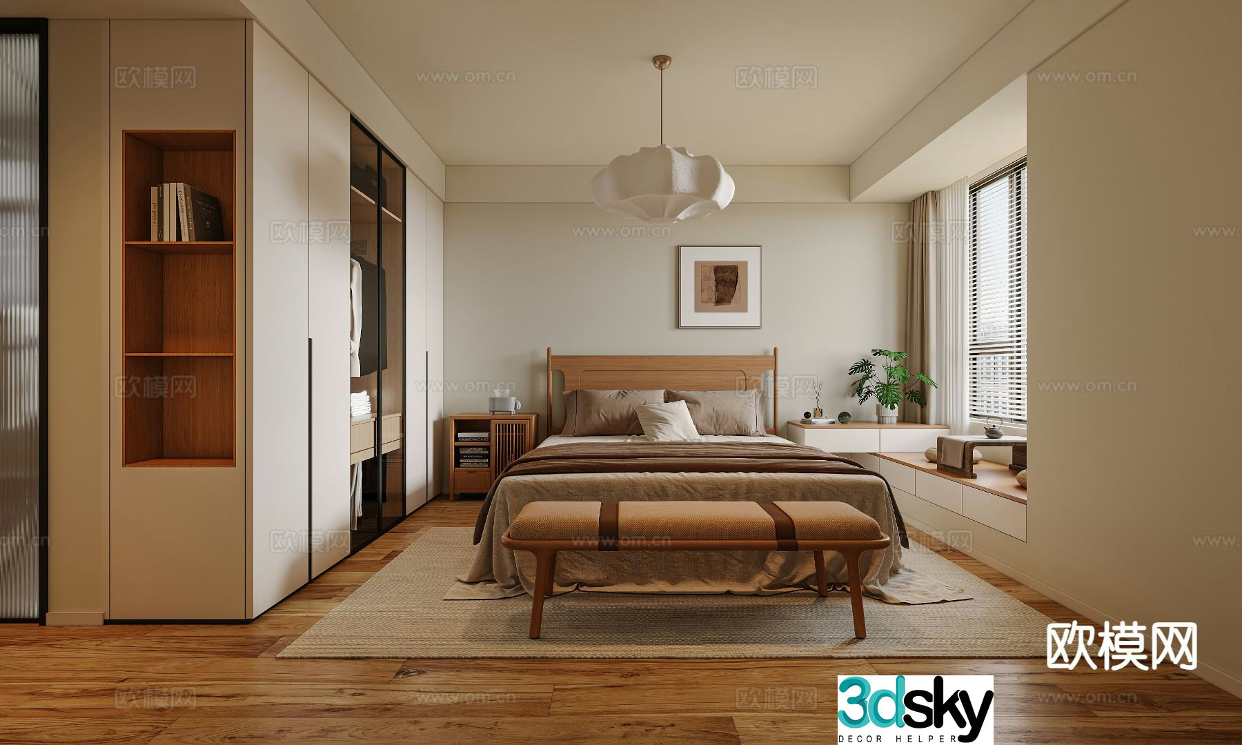 Log style bedroom master bedroom 3d model