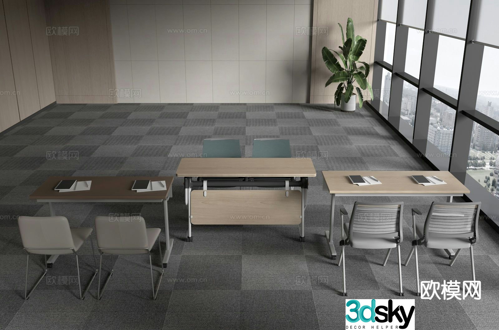 Modern training tables and chairs conference tables and chairs 3d model
