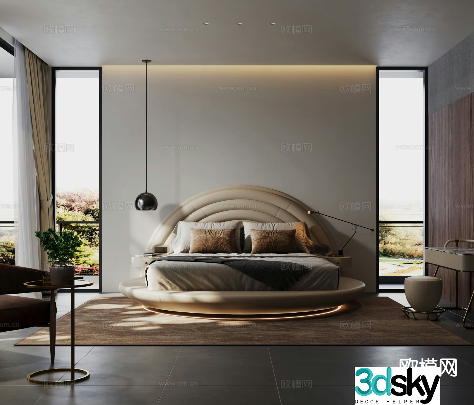 Modern double bed 3d model