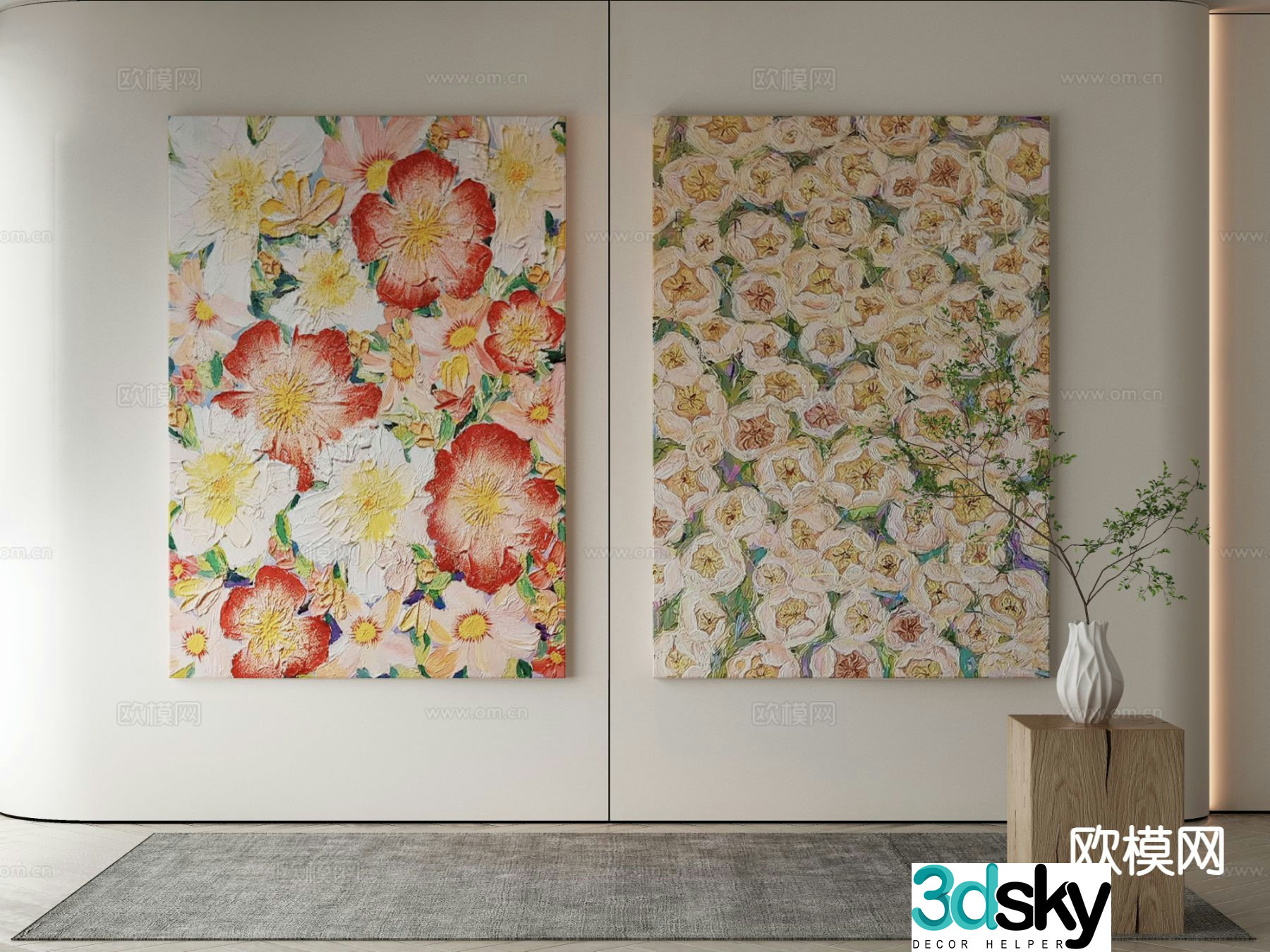 Modern decorative painting flower oil painting 3d model
