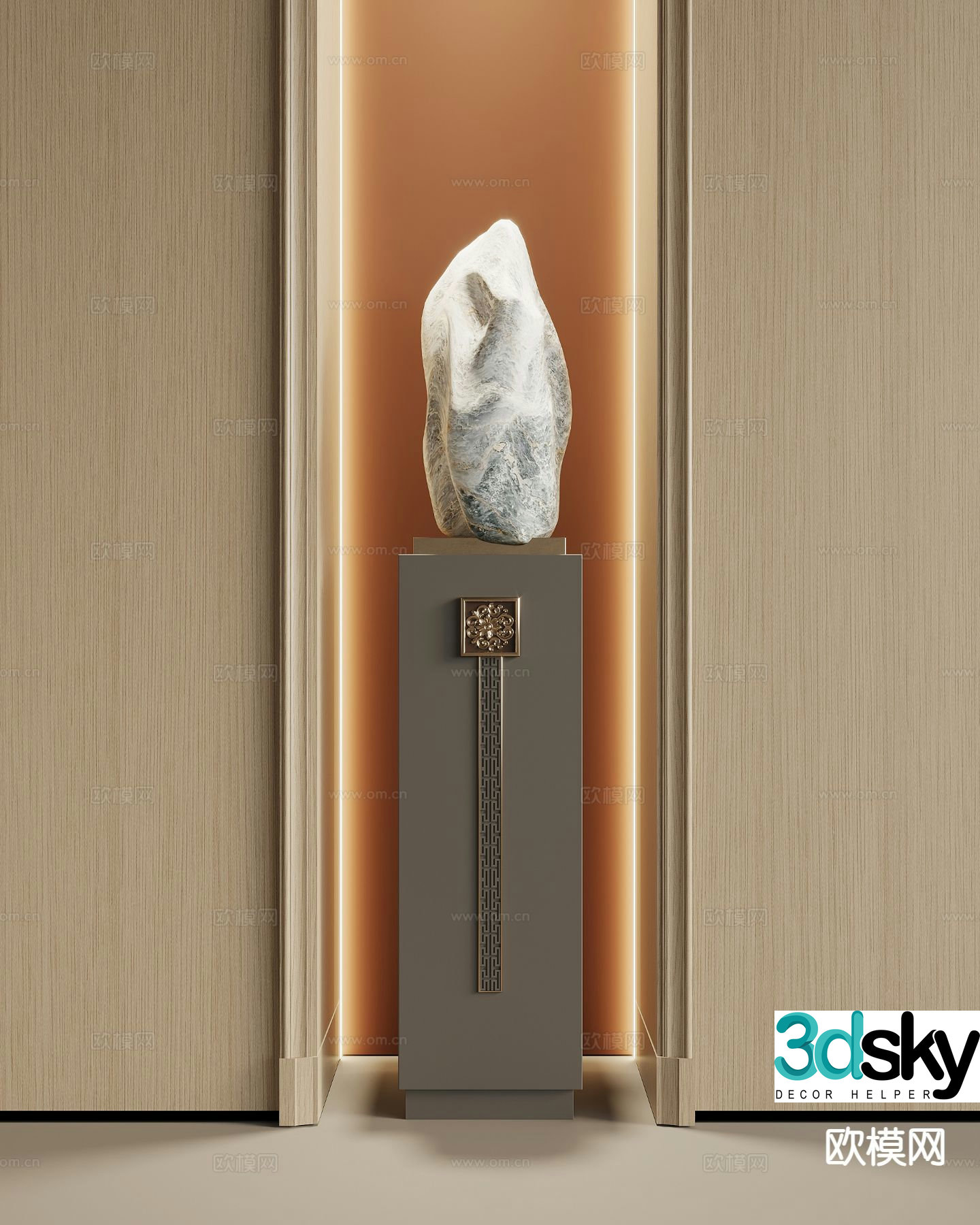 New Chinese sculpture stone ornaments 3D model