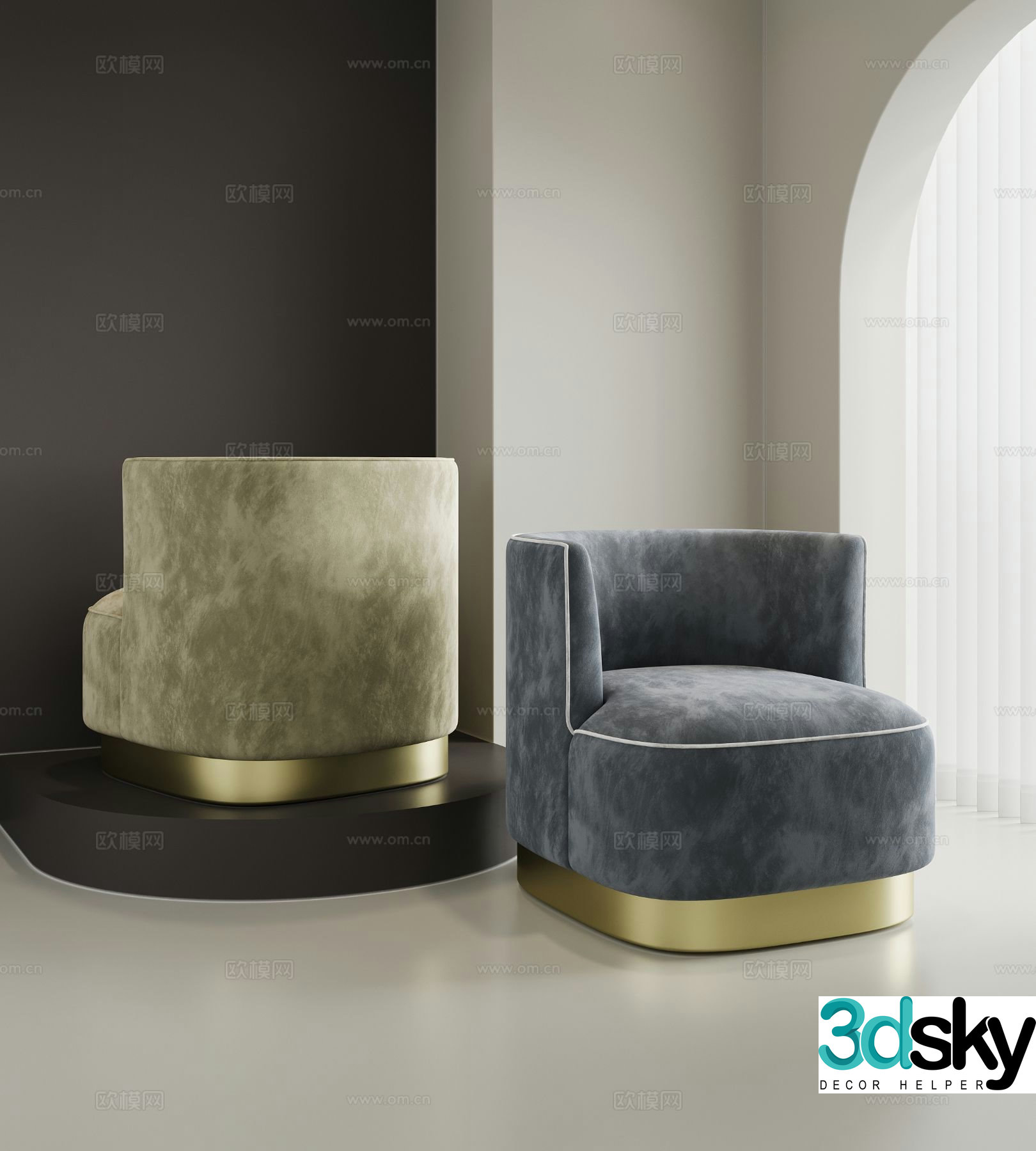 Light luxury leisure chair dining chair chair 3d model