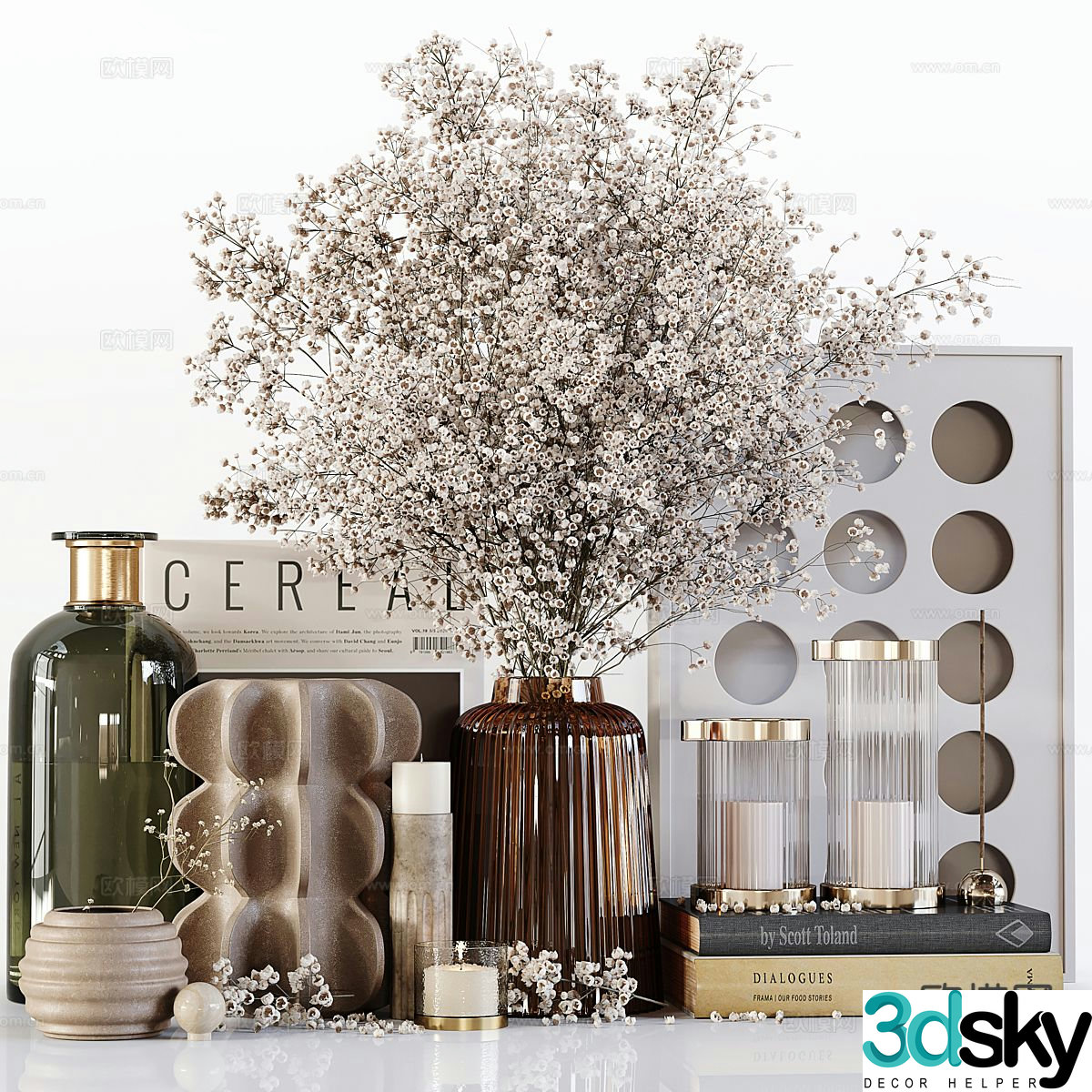 Ornaments vase books 3d model