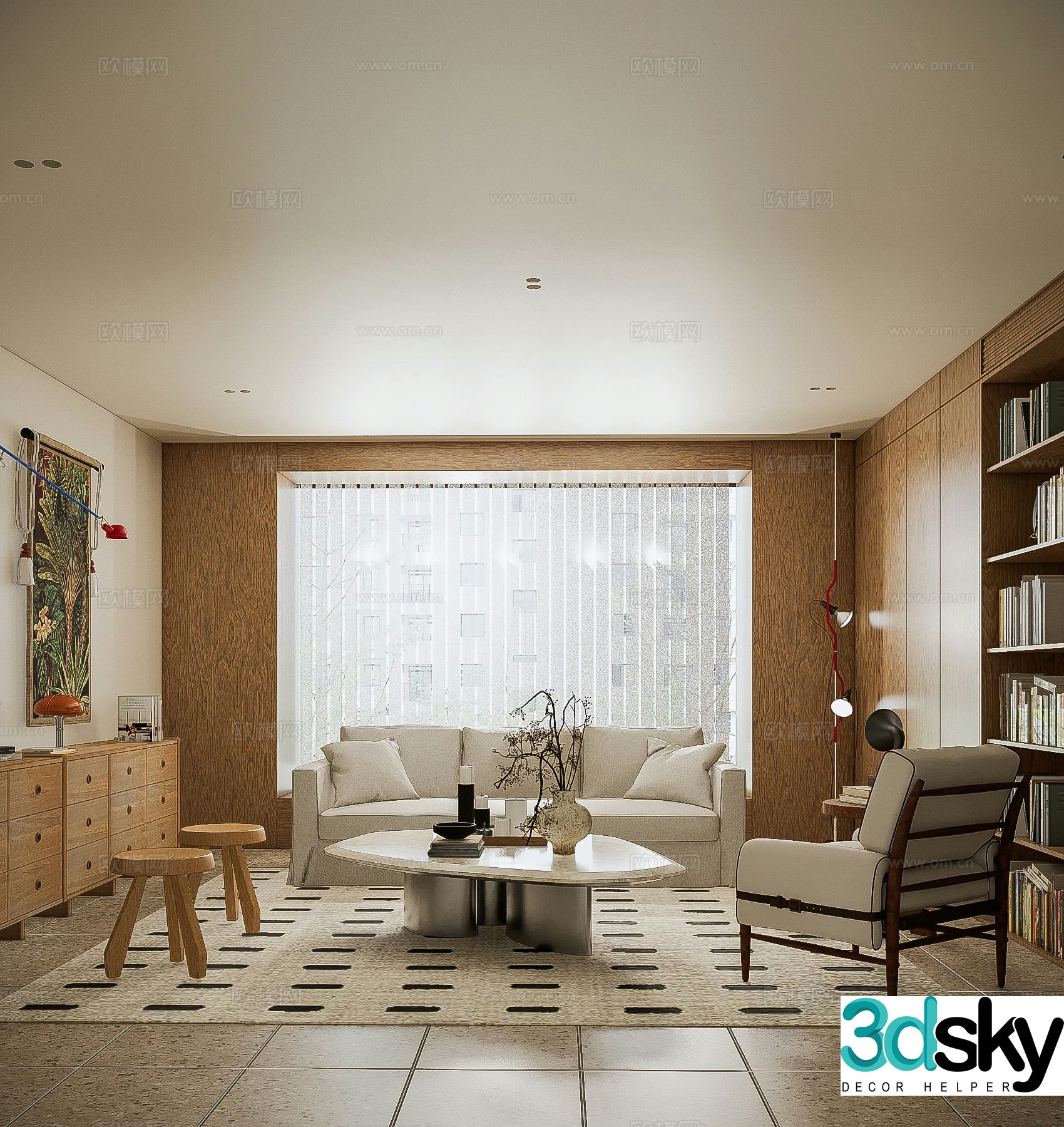 Wabi-sabi living room 3d model