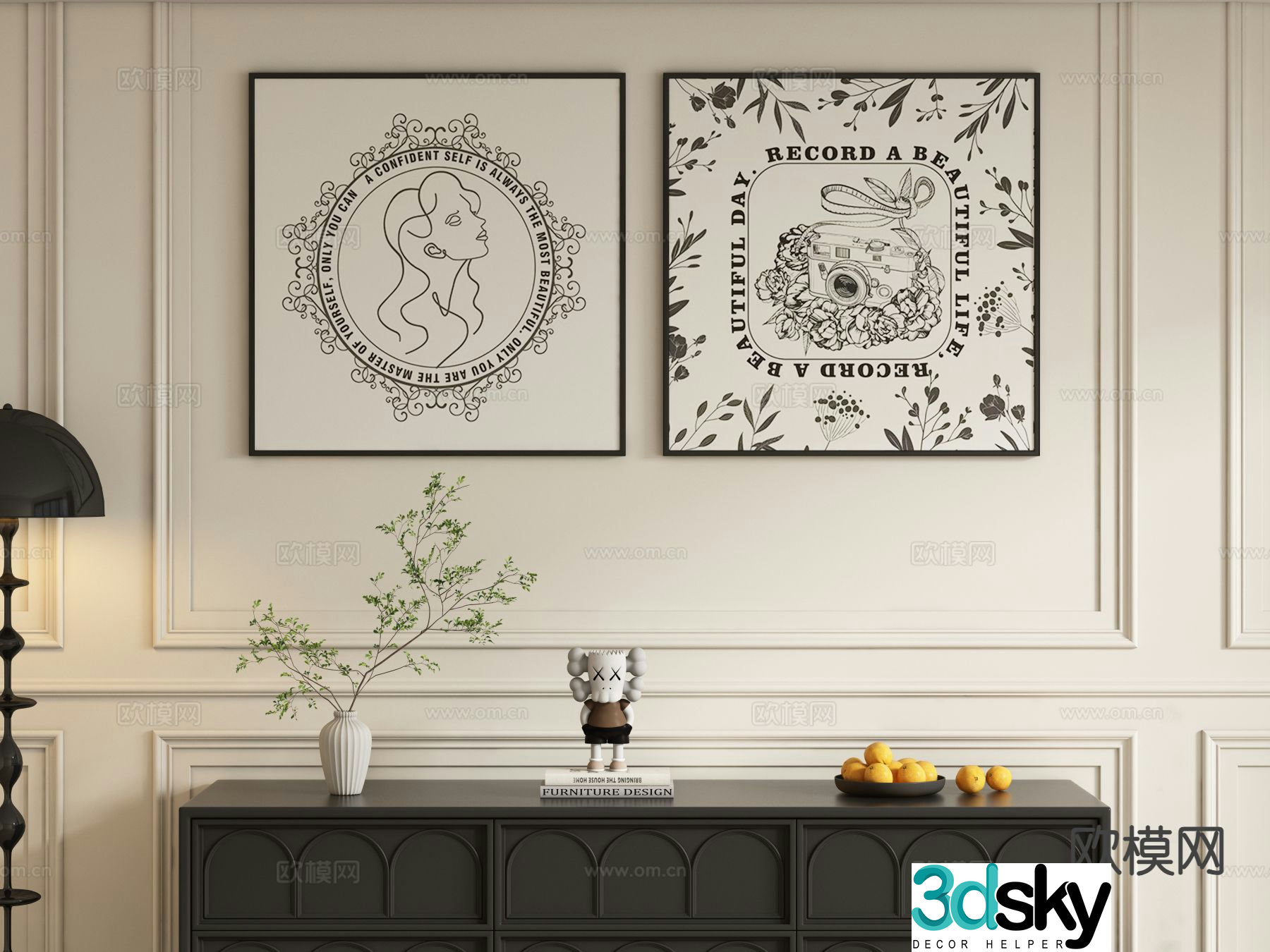 Modern hand painting decorative painting hanging painting 3D model