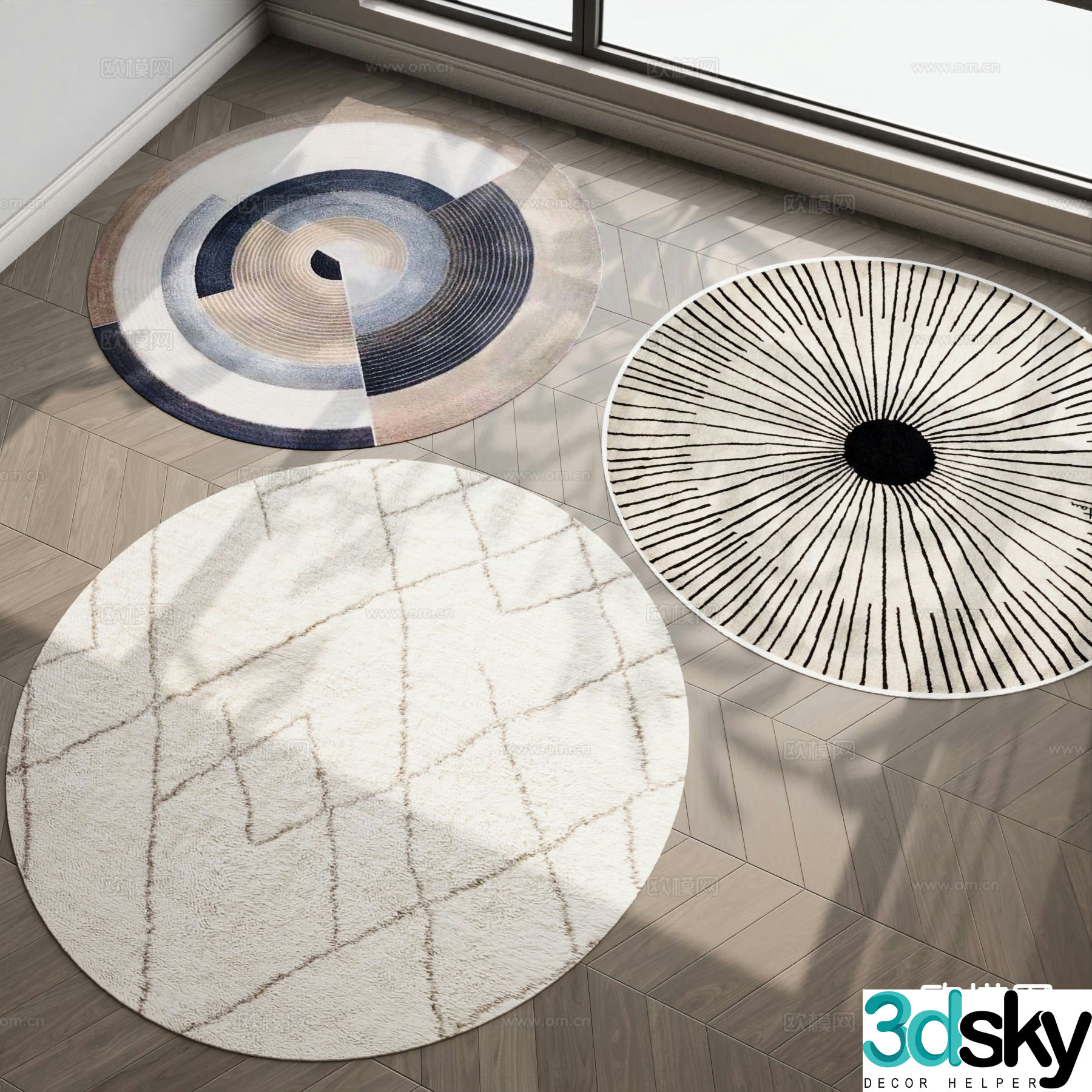 Modern carpet round carpet 3d model
