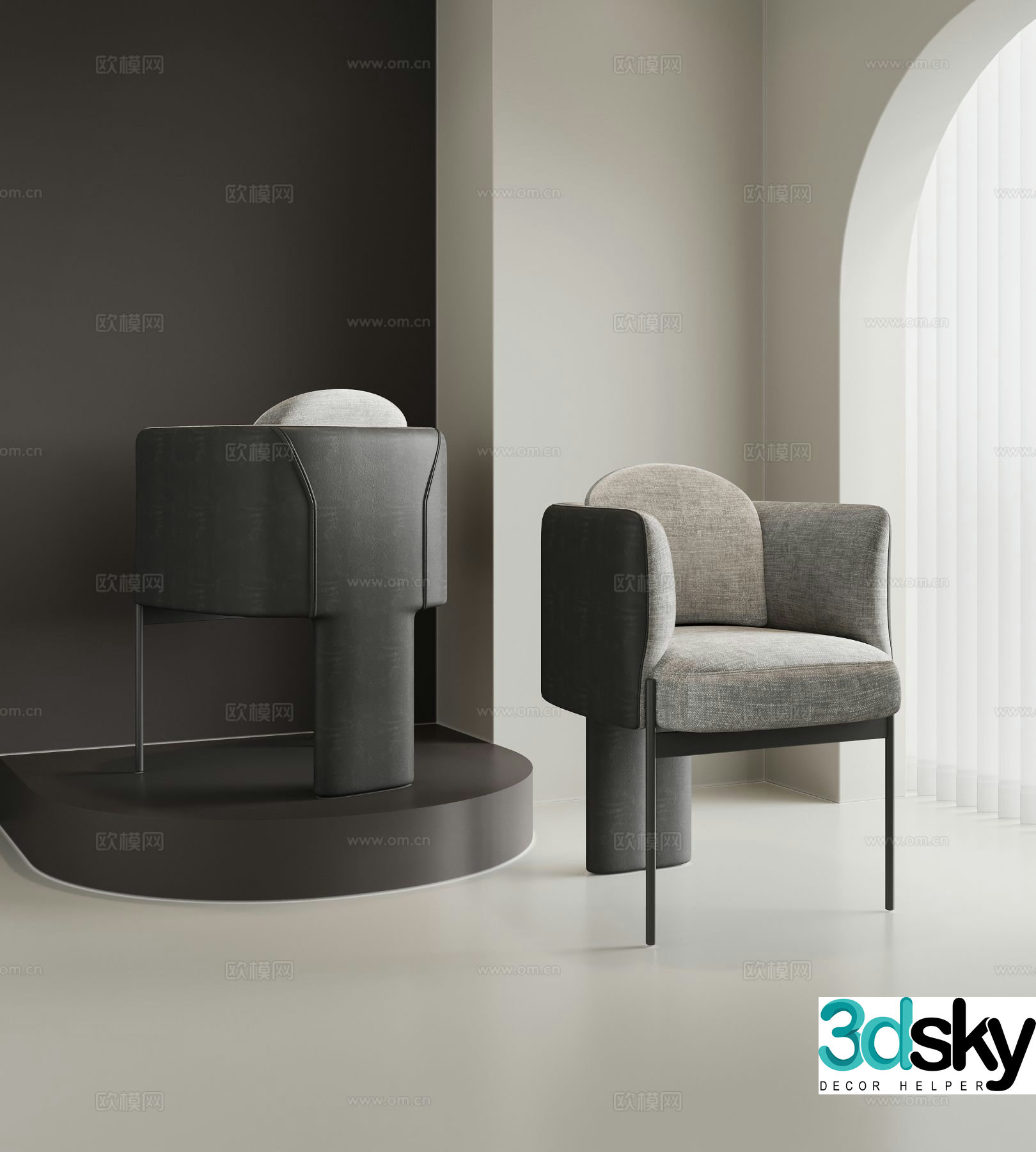 Italian single chair dining chair chair 3d model