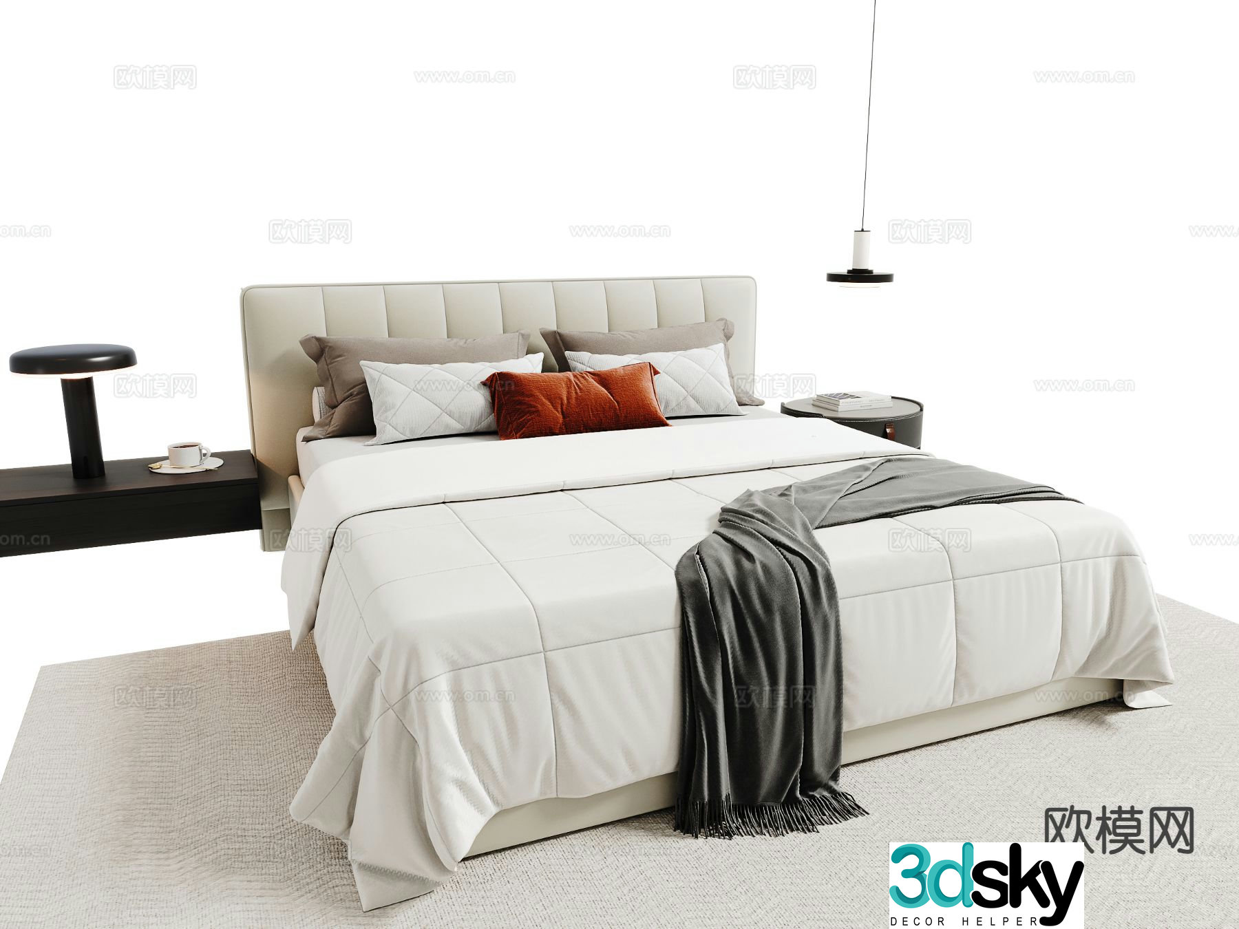 Modern double bed 3d model