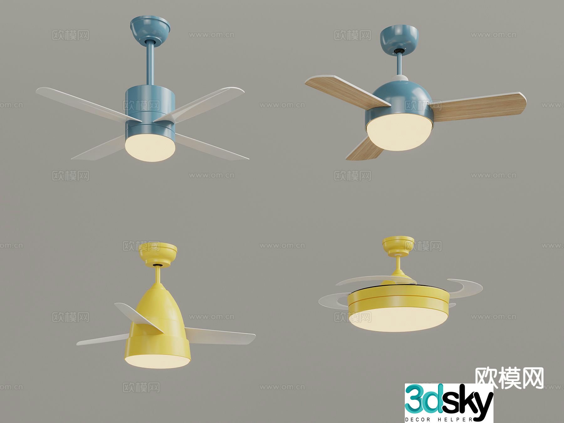 Modern children’s fan light 3d model