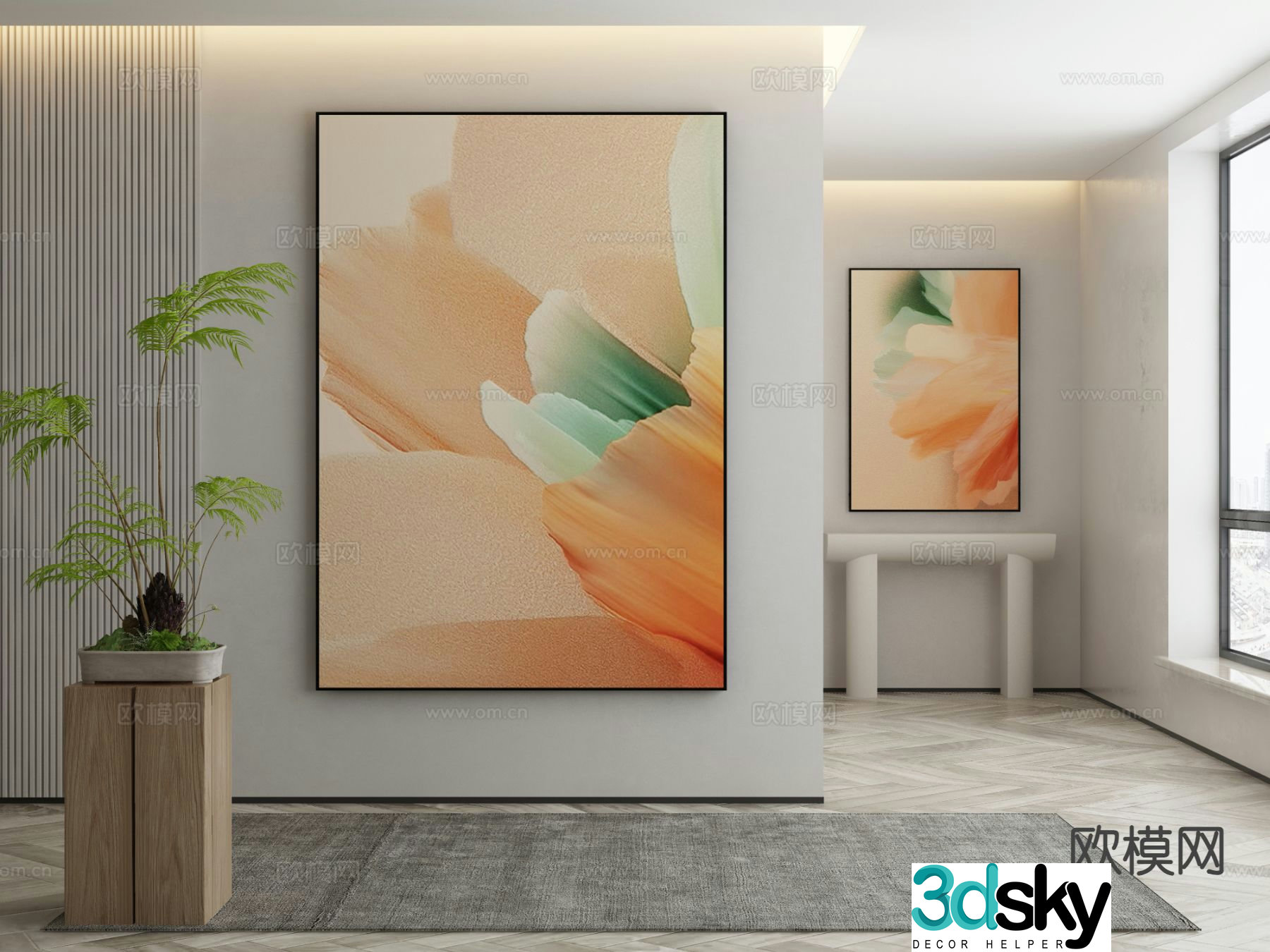 Modern texture painting decorative painting 3d model