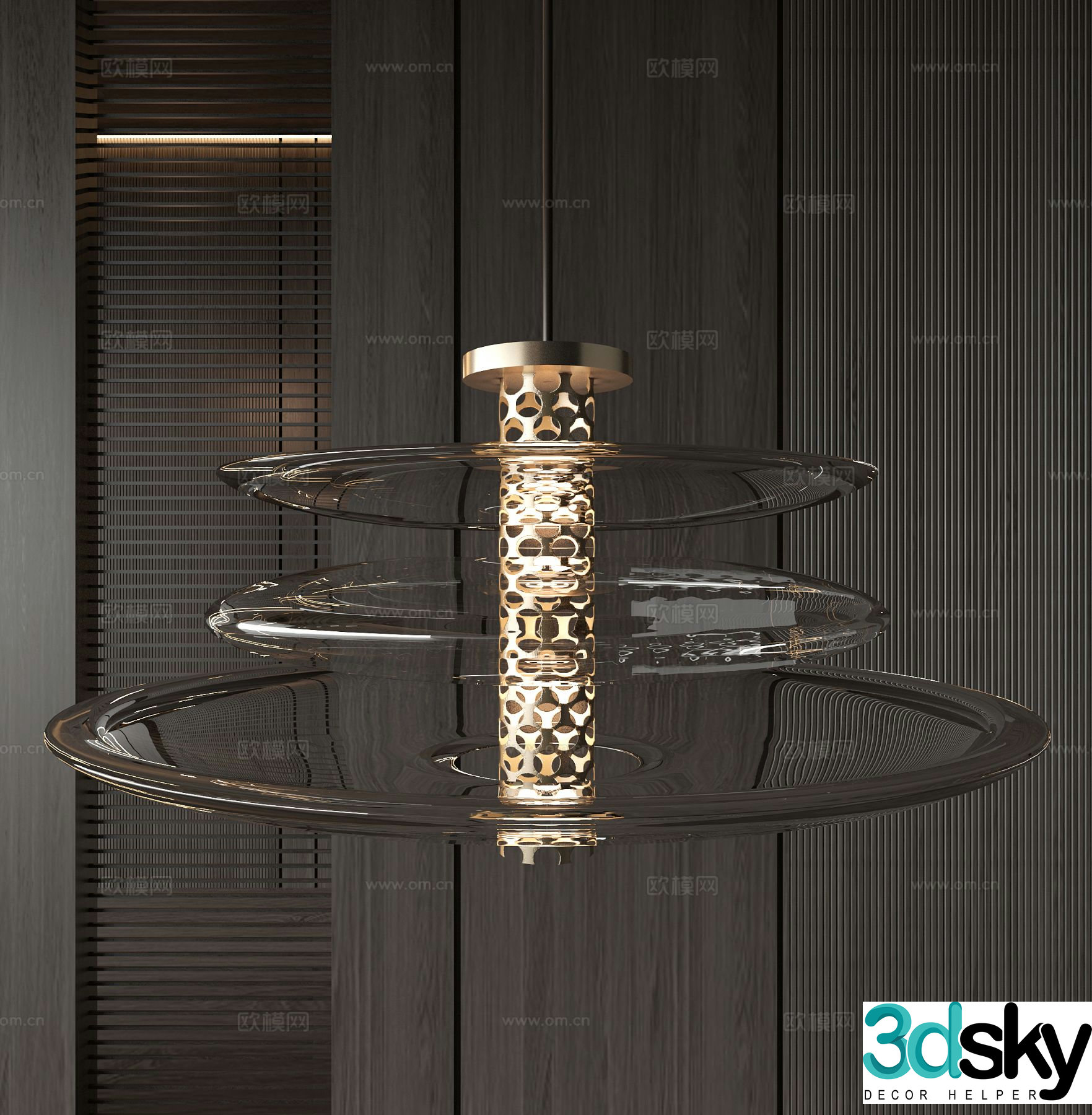 Light luxury chandelier ring chandelier 3d model