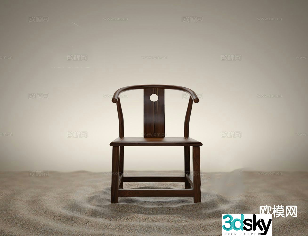 New Chinese style single chair leisure chair dining chair armchair 3D model