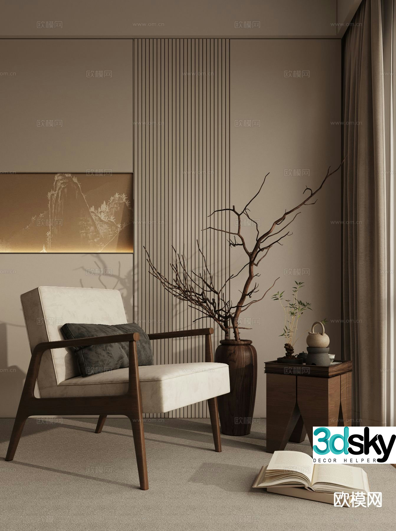 New Chinese style chair leisure chair 3d model