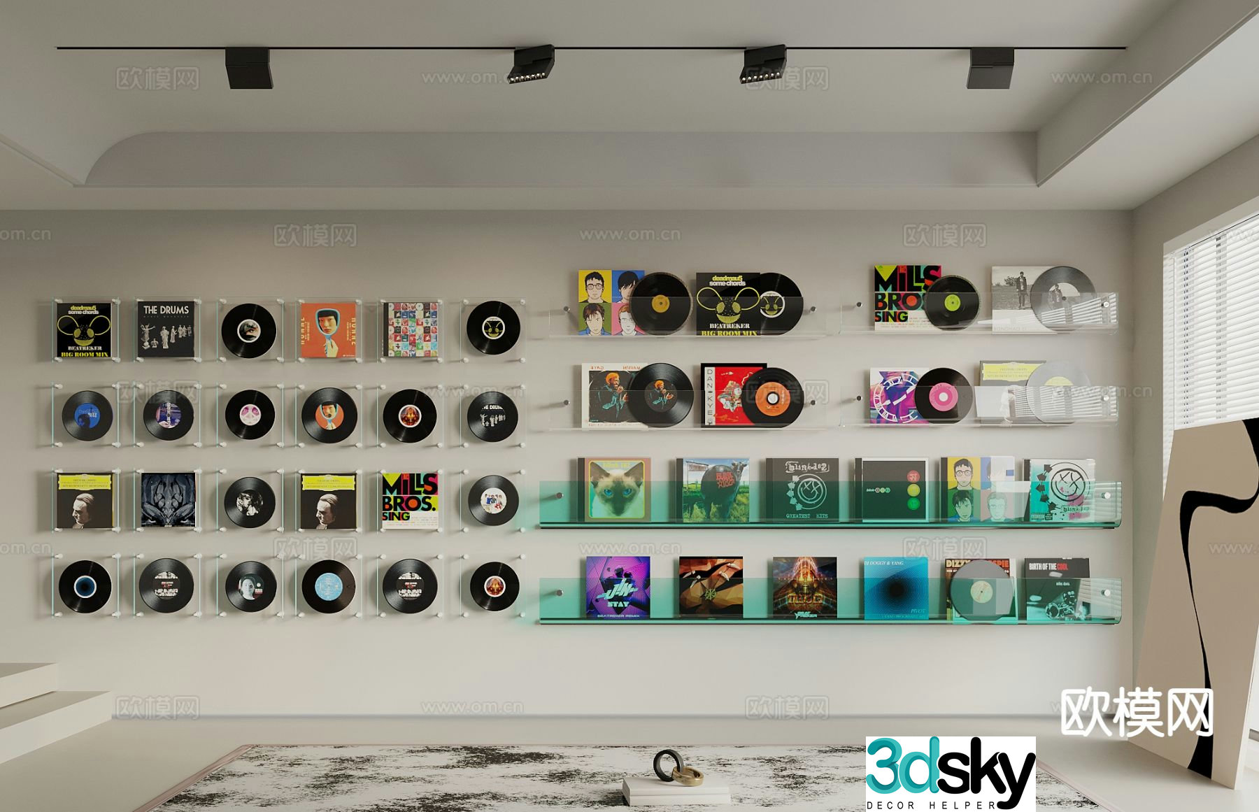Record ornaments vinyl records compact discs wall ornaments and ornaments 3D model