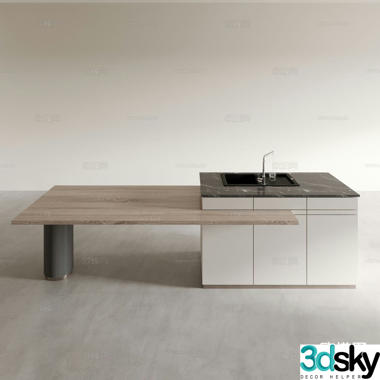 Island table island dining table and chairs 3d model