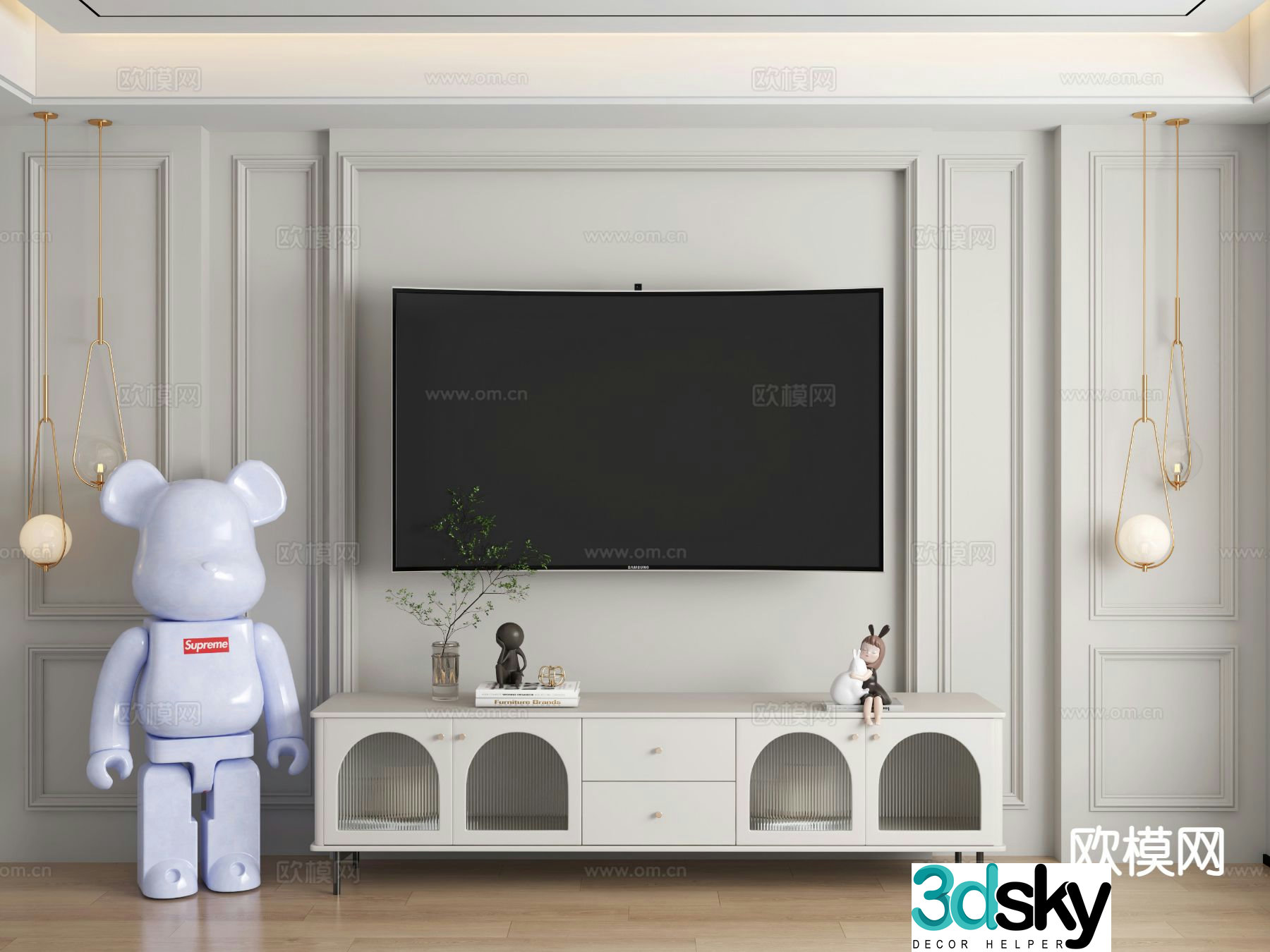Simple European TV cabinet 3D model