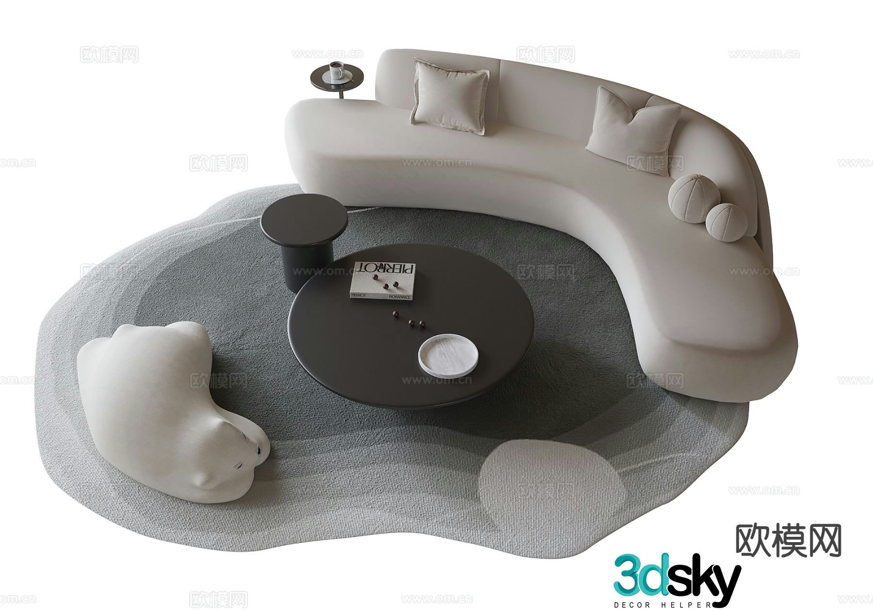 Modern modular sofa curved sofa 3d model