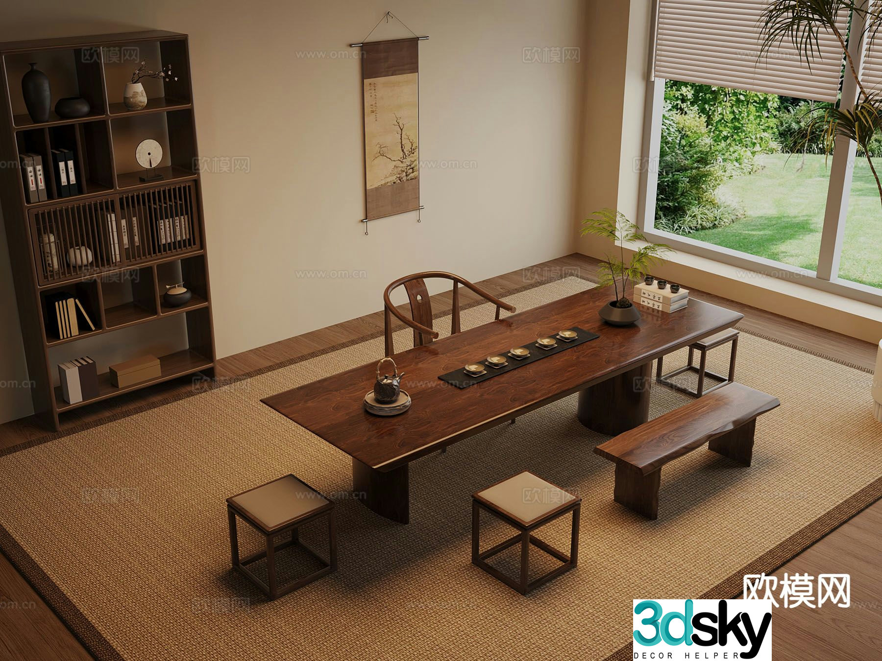 New Chinese style tea table tea table 3d model