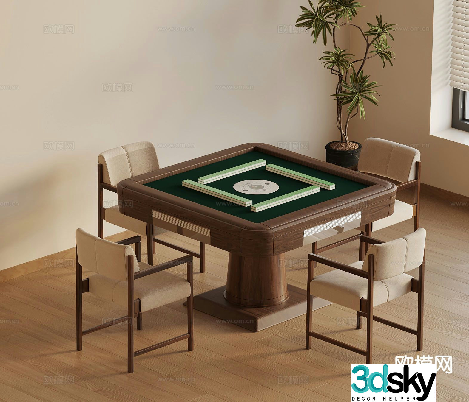 New Chinese style mahjong table 3d model