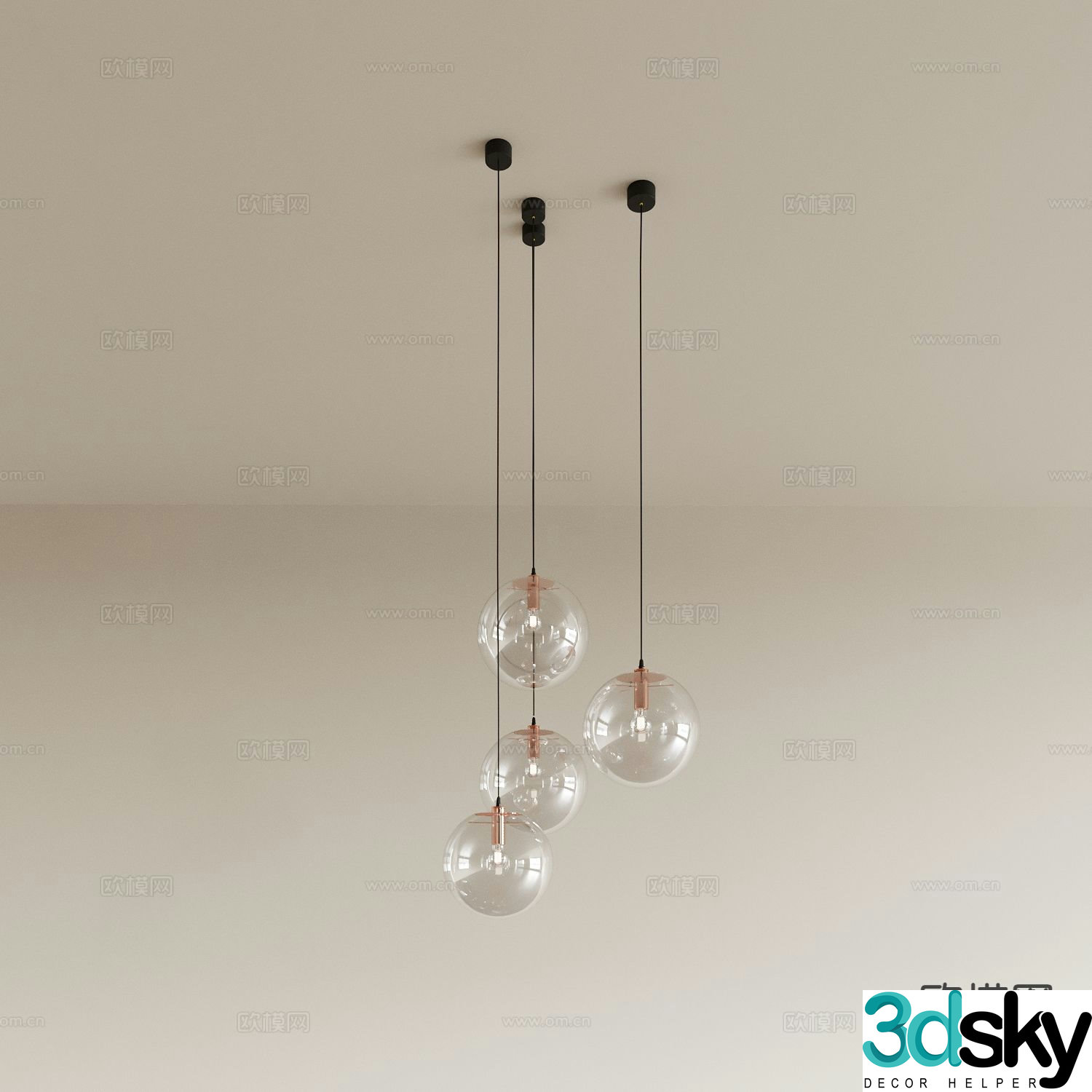 Spherical chandelier restaurant chandelier 3d model