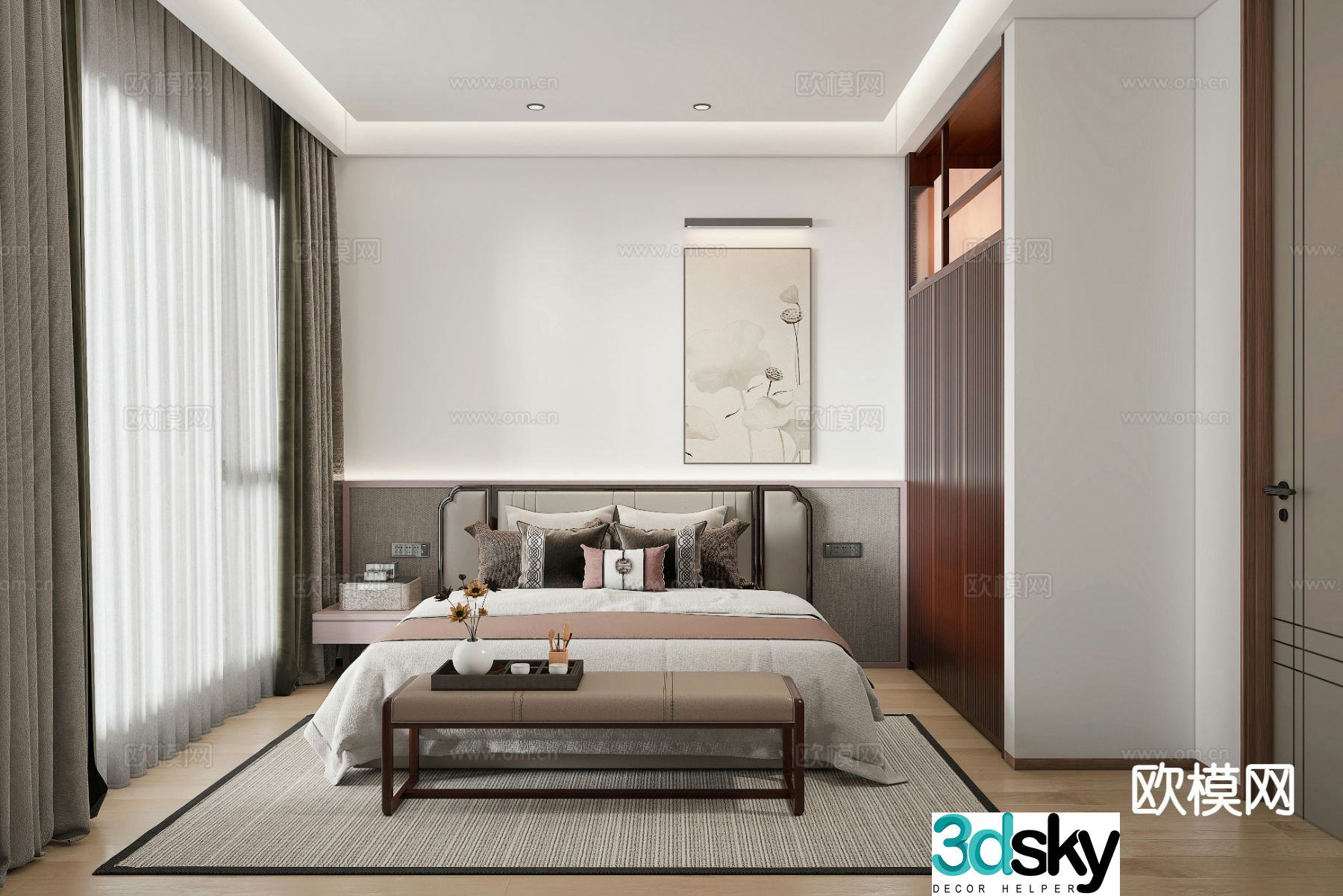 New Chinese style bedroom master bedroom 3d model