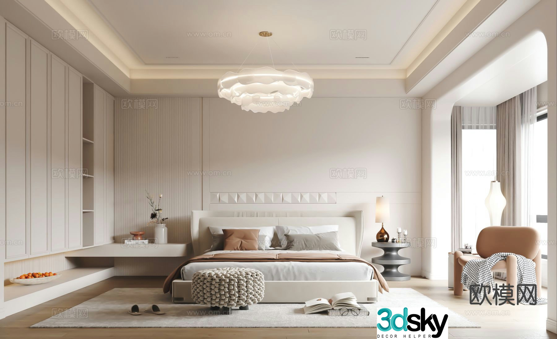 Cream style bedroom master bedroom 3d model