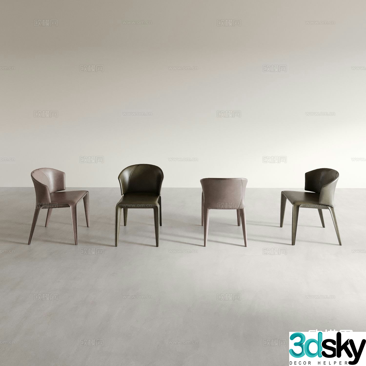 Italian dining chair tea chair leisure chair 3d model