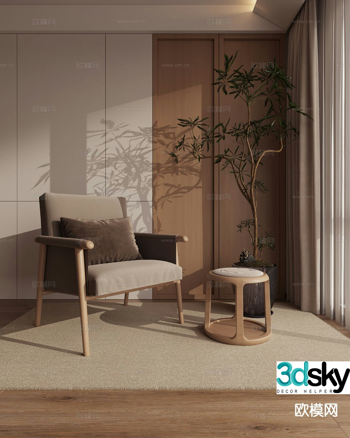 New Chinese style leisure chair 3d model