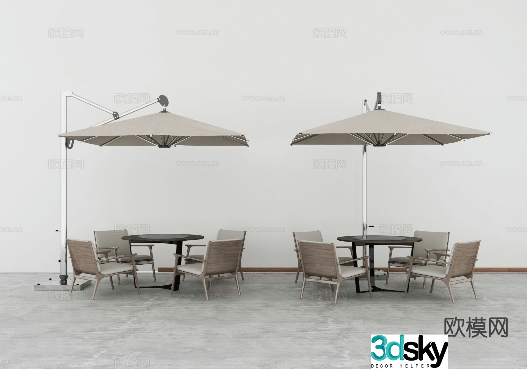 Outdoor table and chairs 3d model