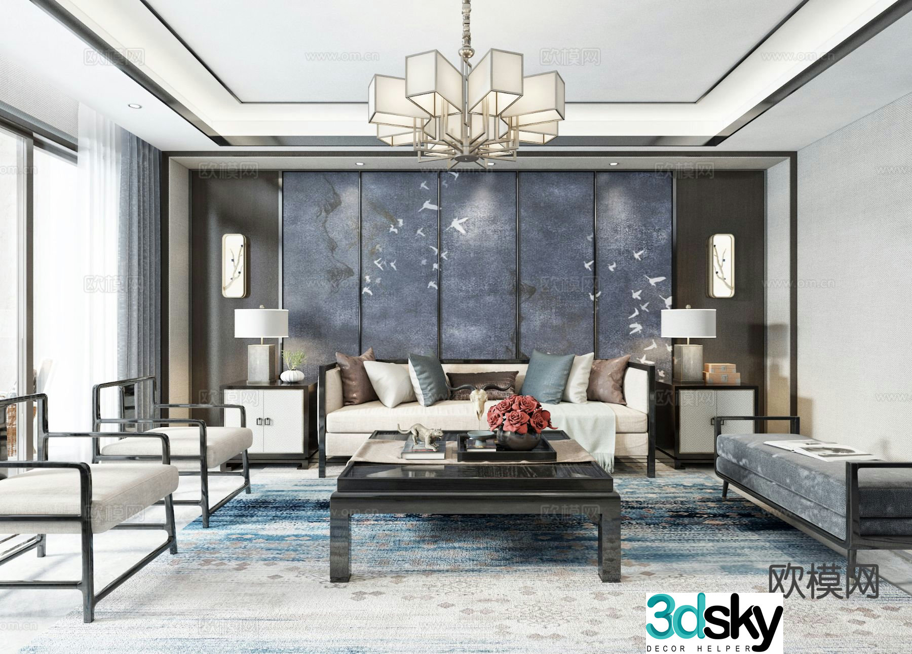 New Chinese style living room 3d model