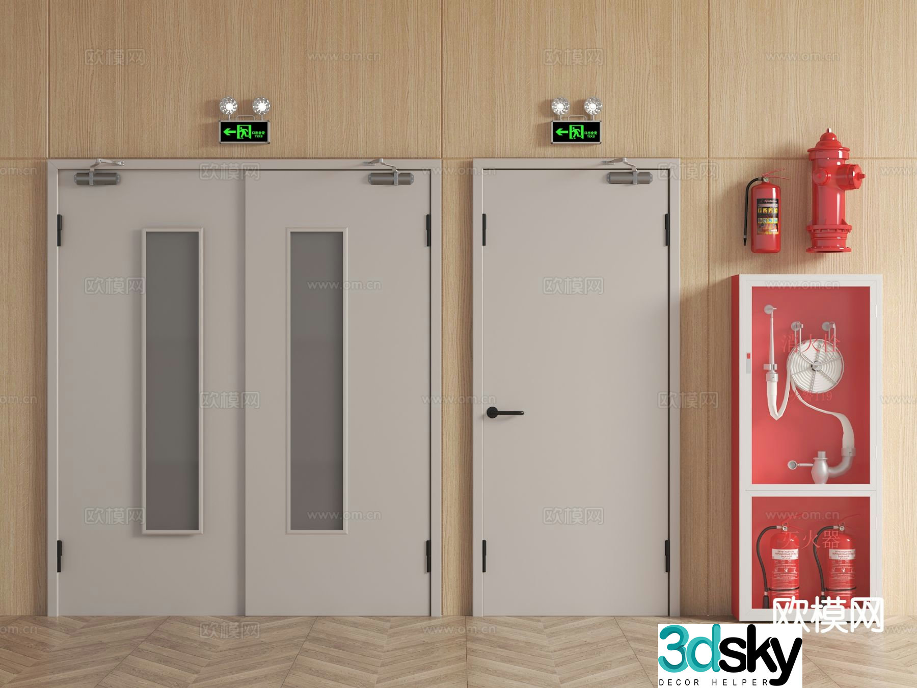 fire door fire door safety door escape passage 3d model