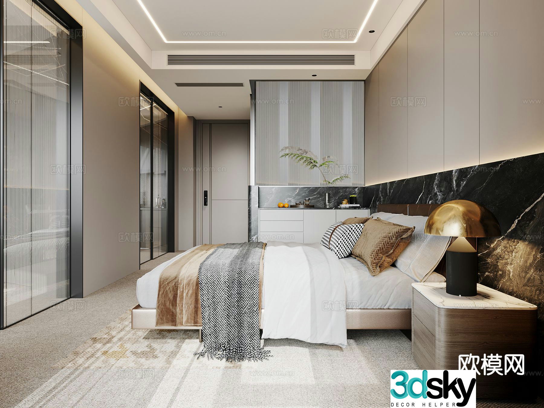 Italian style bedroom master bedroom 3d model