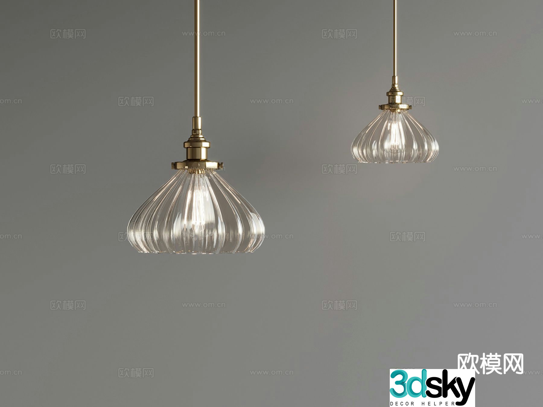 French retro small chandelier fishing line chandelier 3d model