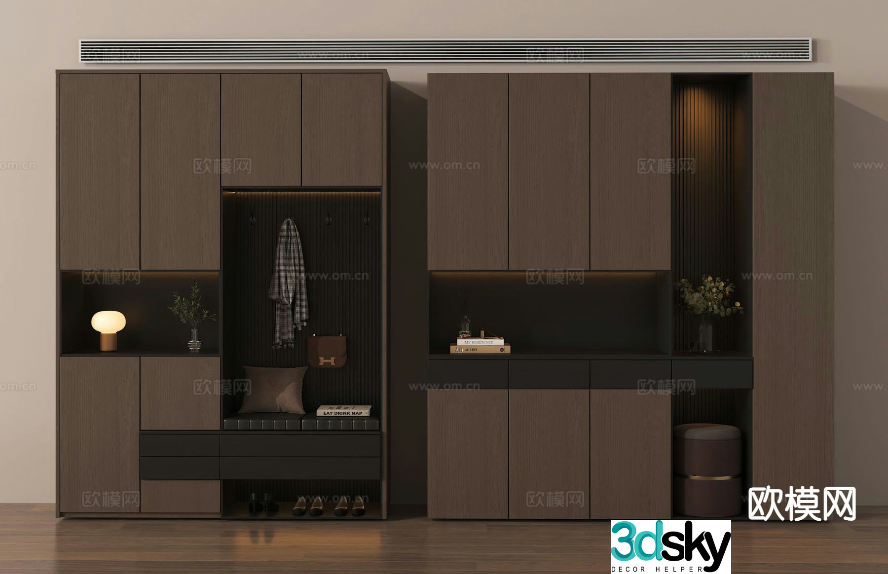 Italian style entrance shoe cabinet 3D model