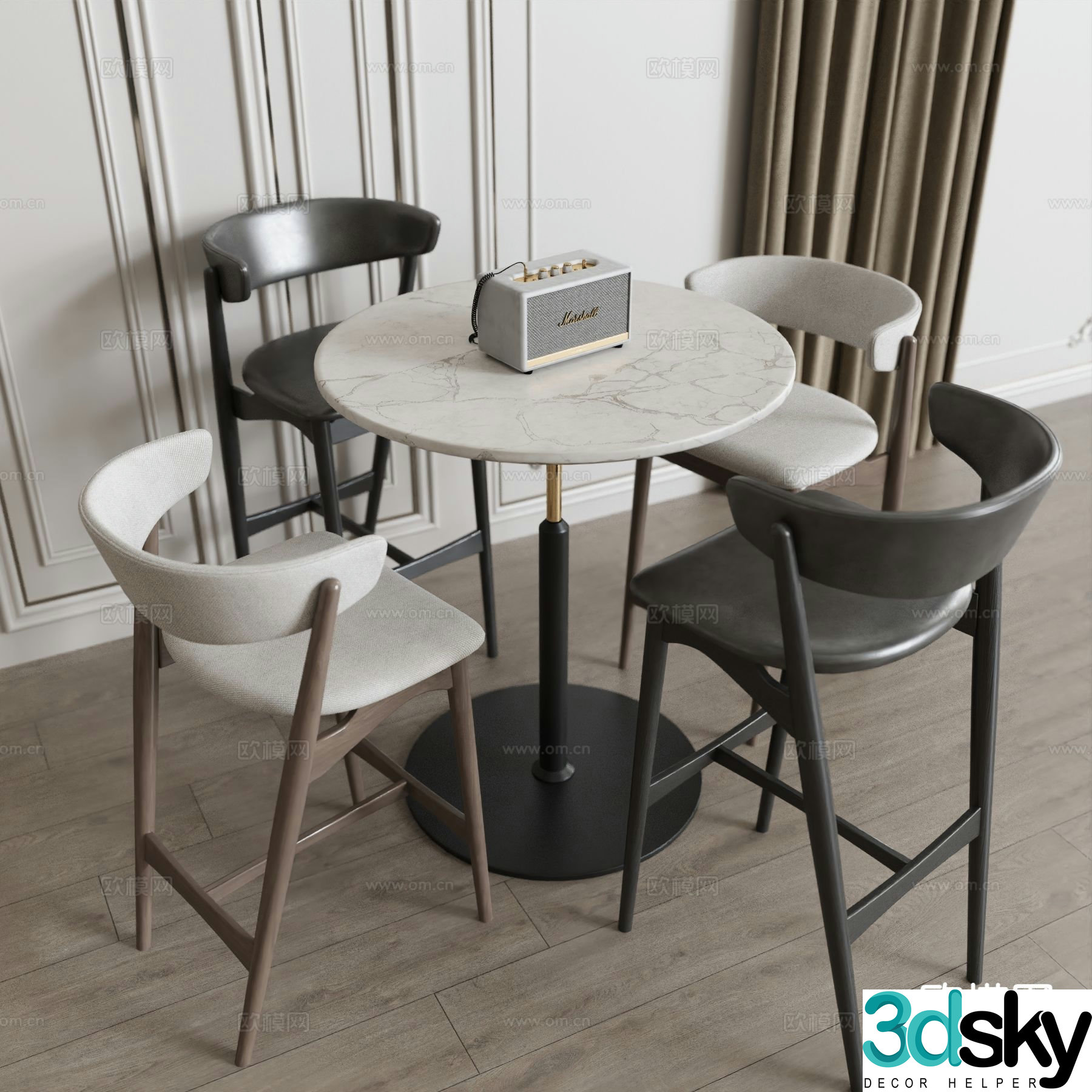 Modern leisure table and chairs 3d model