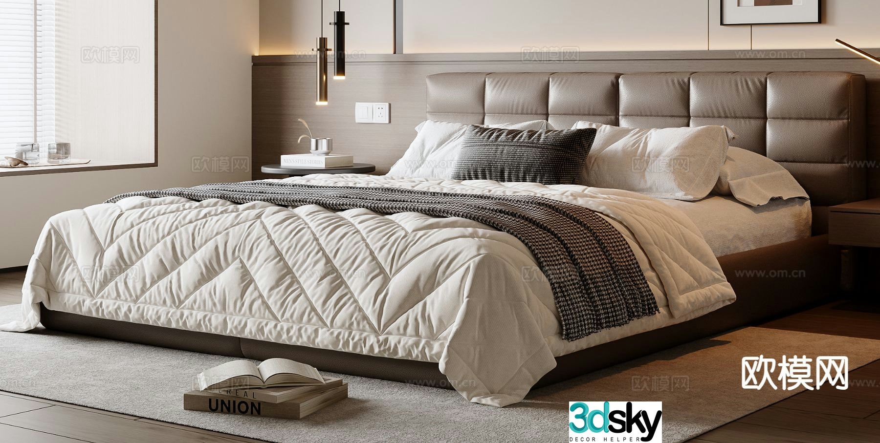 Italian double bed 3d model